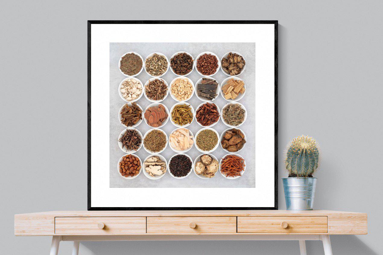 Herbal-Wall_Art-100 x 100cm-Framed Print-Black-Pixalot