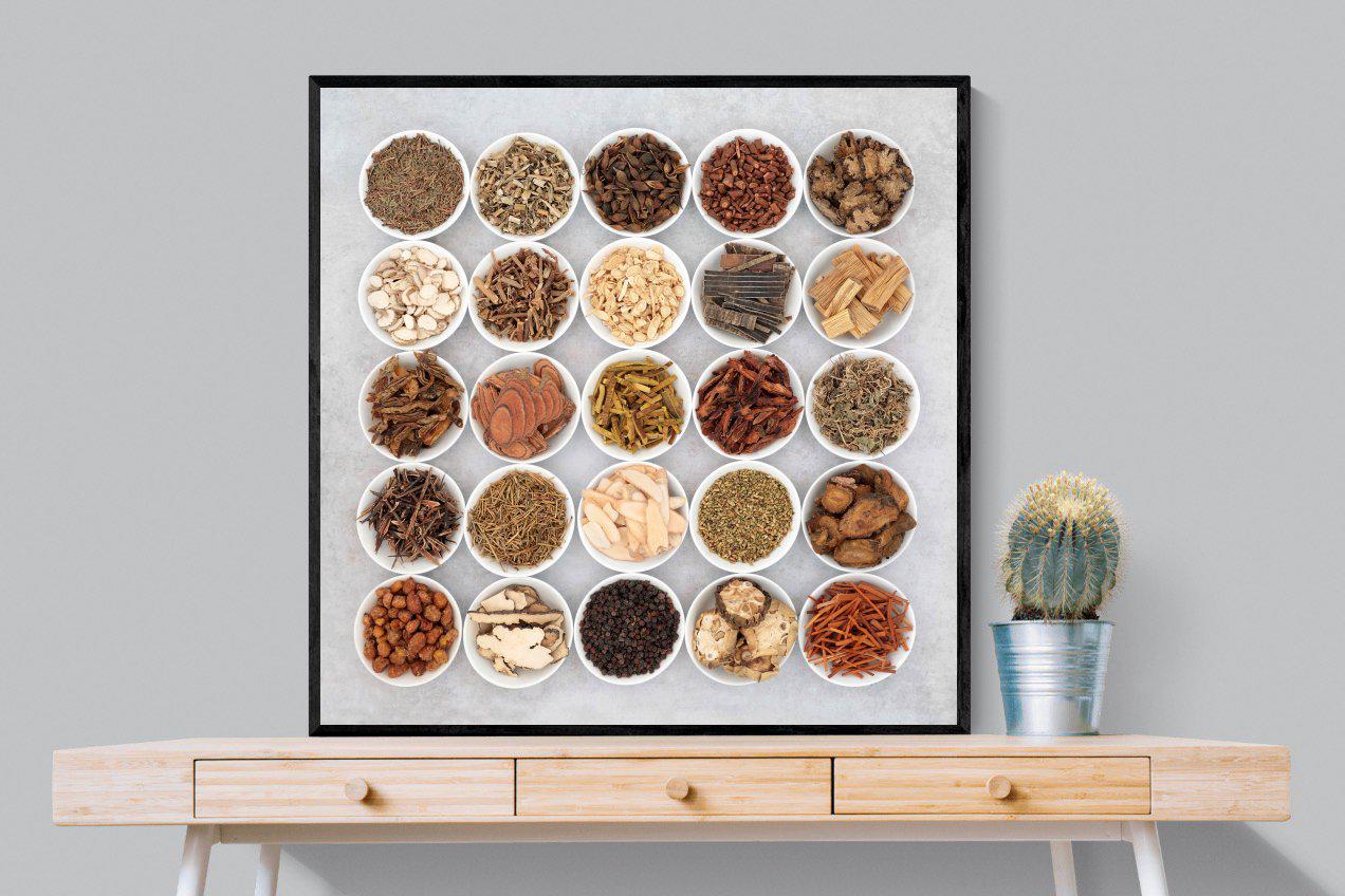 Herbal-Wall_Art-100 x 100cm-Mounted Canvas-Black-Pixalot