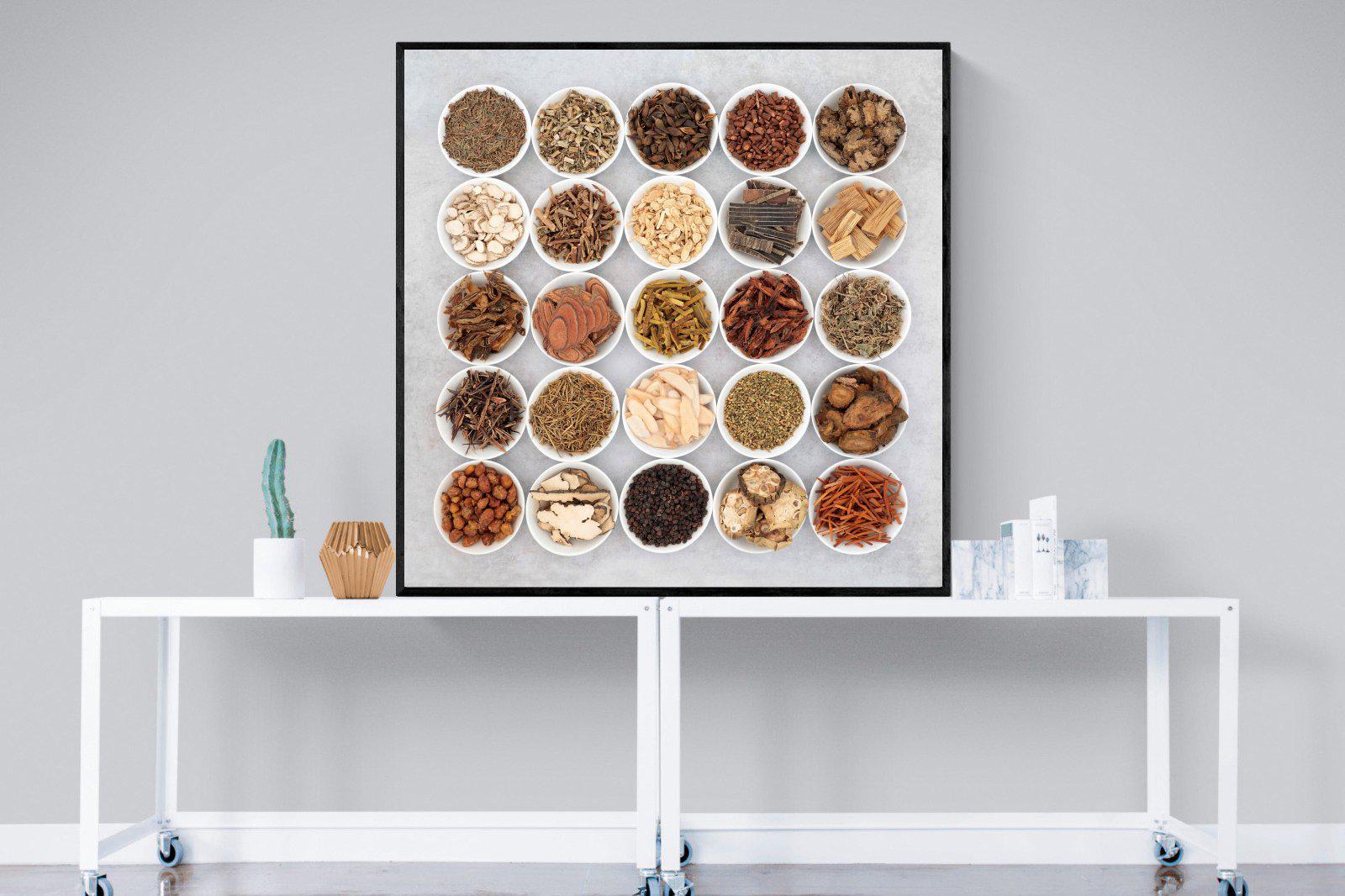 Herbal-Wall_Art-120 x 120cm-Mounted Canvas-Black-Pixalot