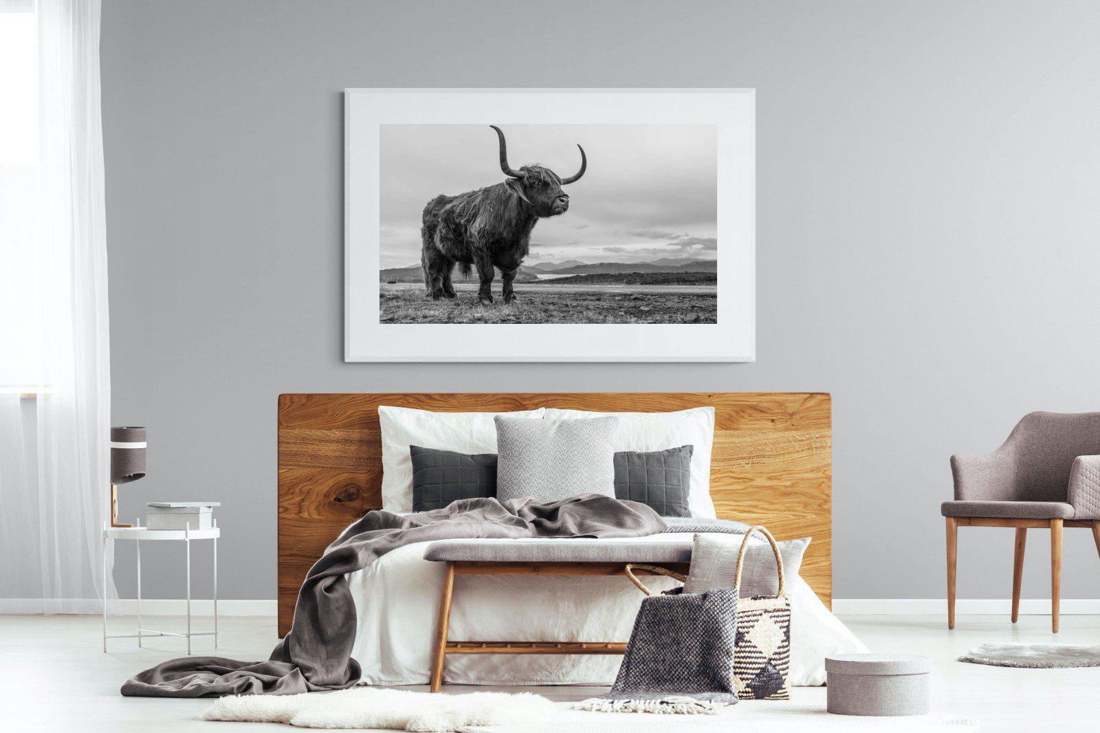 Highland Cow-Wall_Art-150 x 100cm-Framed Print-White-Pixalot