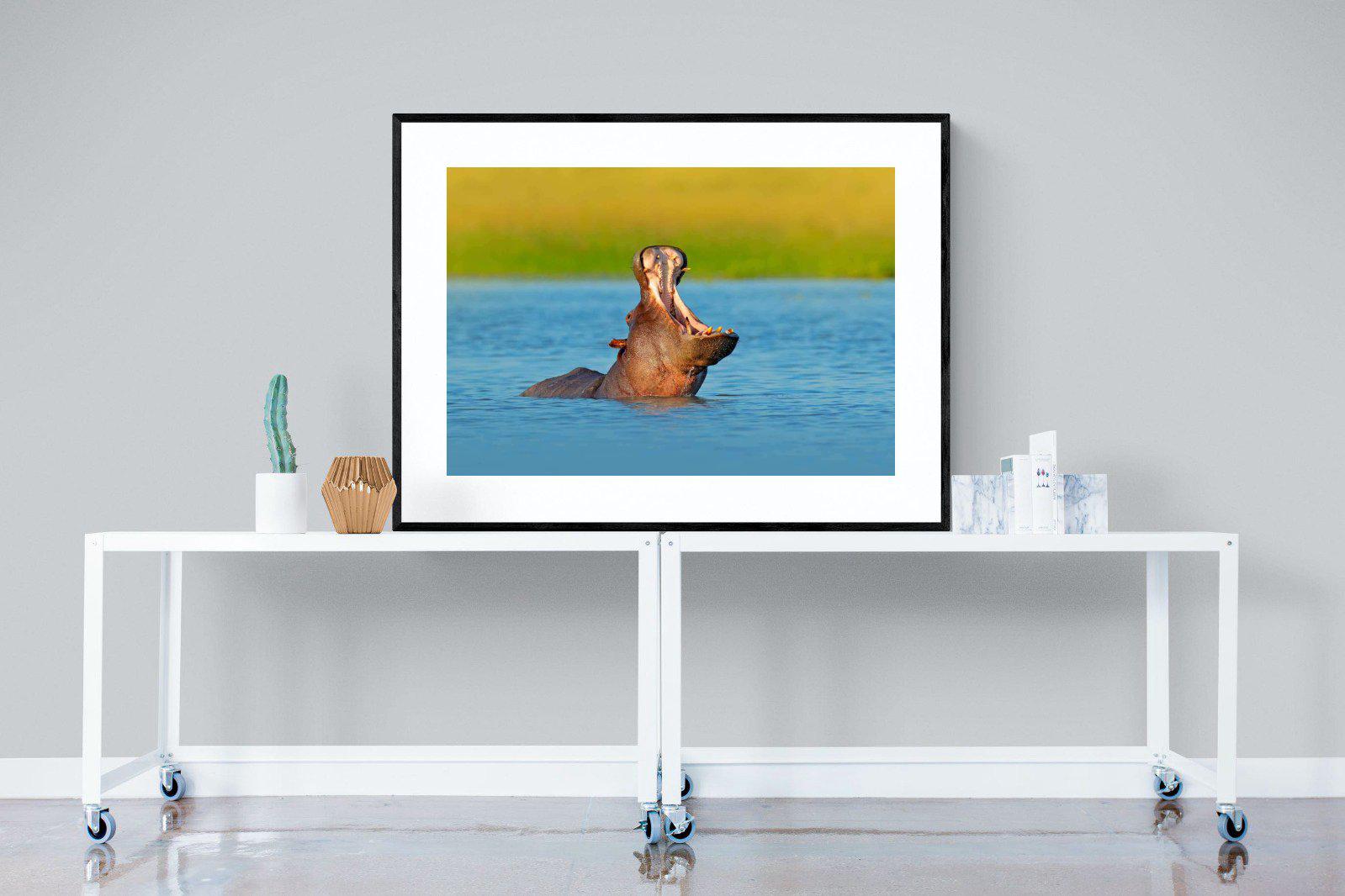 Hippo-Wall_Art-120 x 90cm-Framed Print-Black-Pixalot