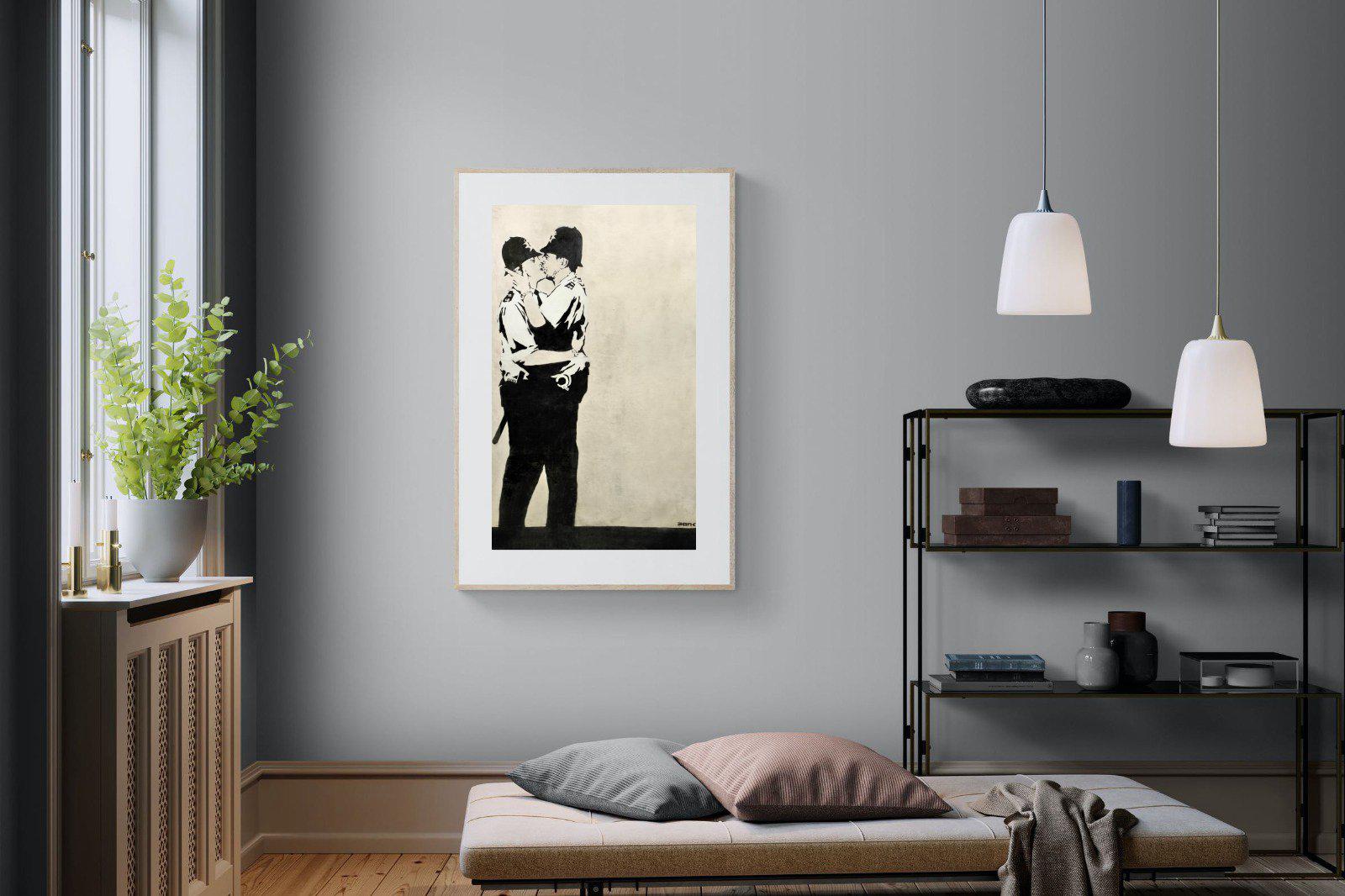 Kissing Coppers-Wall_Art-100 x 150cm-Framed Print-Wood-Pixalot
