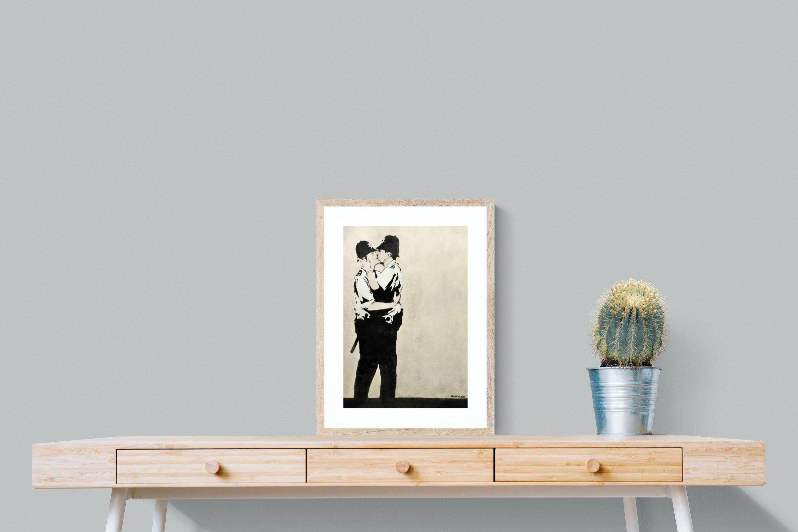 Kissing Coppers-Wall_Art-45 x 60cm-Framed Print-Wood-Pixalot