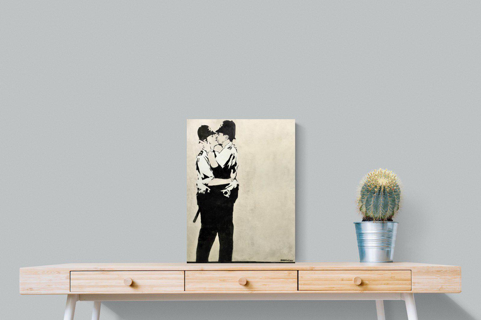 Kissing Coppers-Wall_Art-45 x 60cm-Mounted Canvas-No Frame-Pixalot