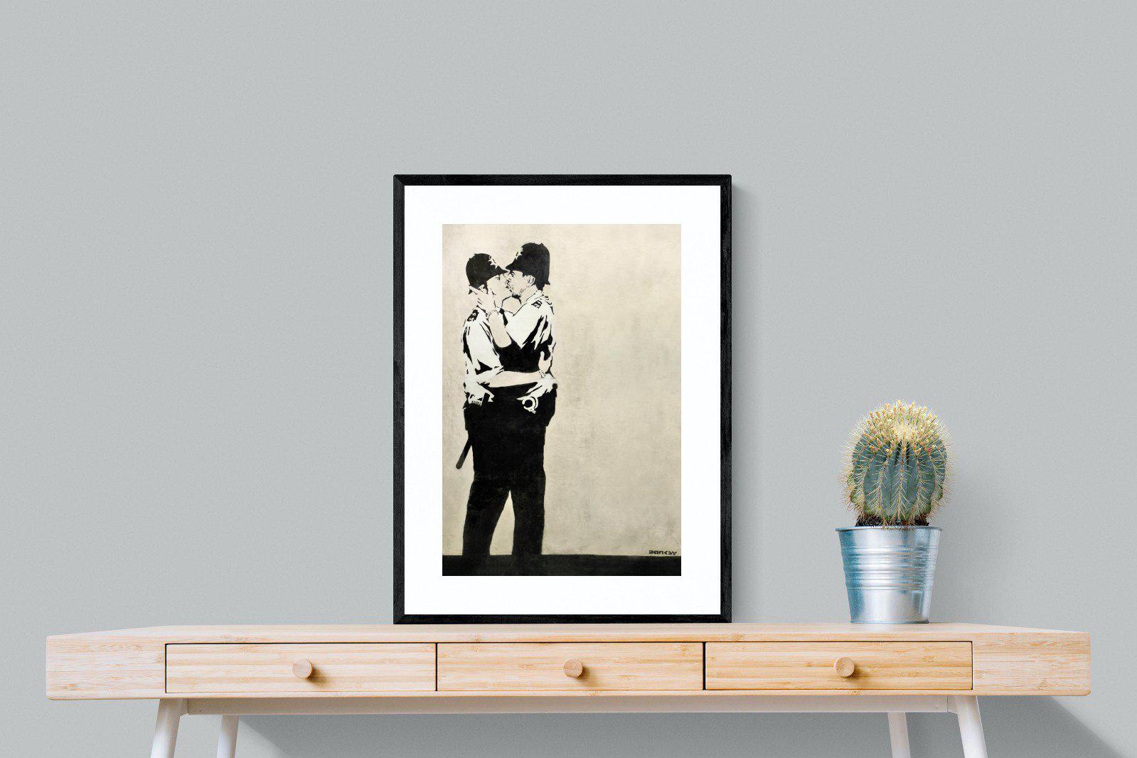 Kissing Coppers-Wall_Art-60 x 80cm-Framed Print-Black-Pixalot