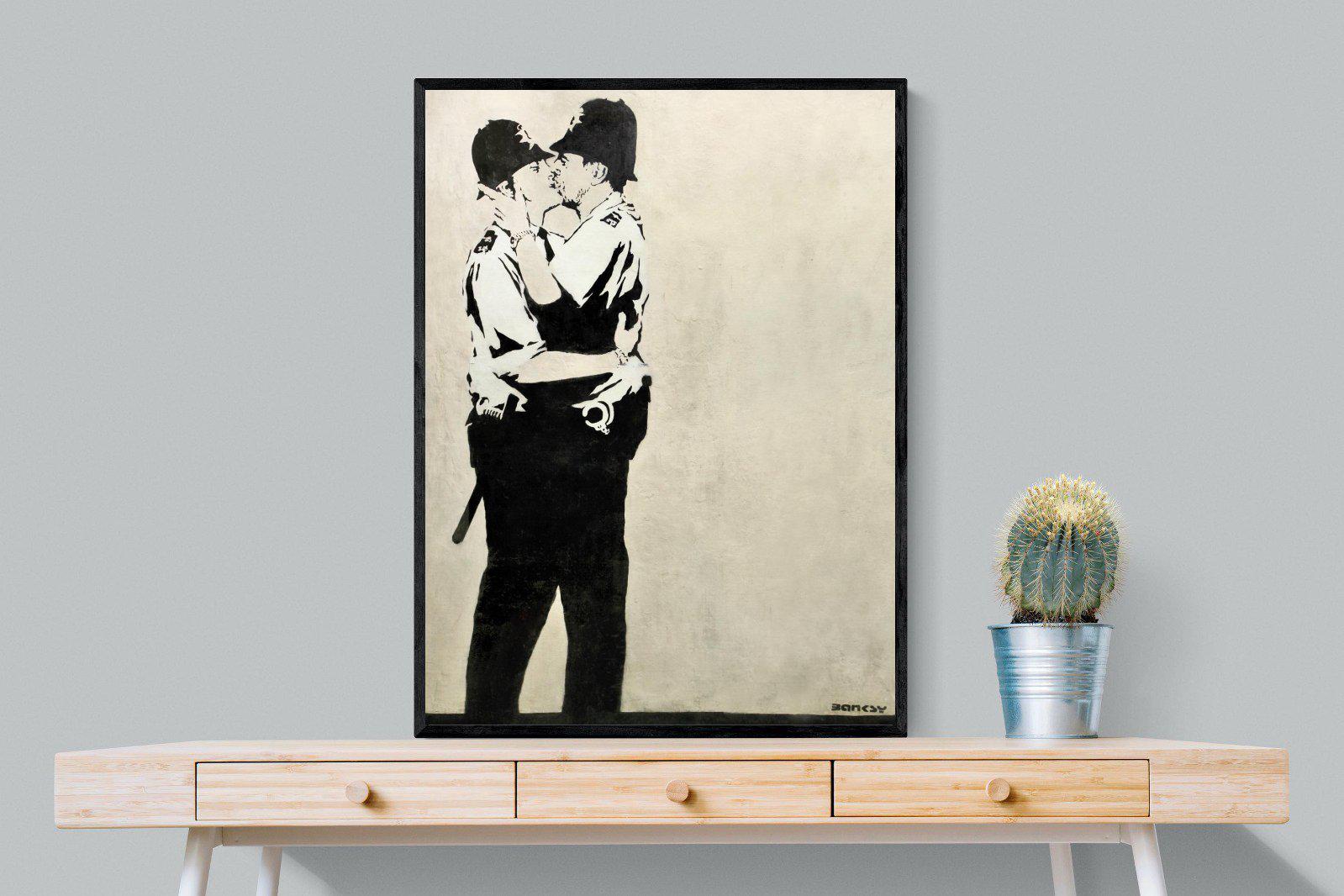 Kissing Coppers-Wall_Art-75 x 100cm-Mounted Canvas-Black-Pixalot