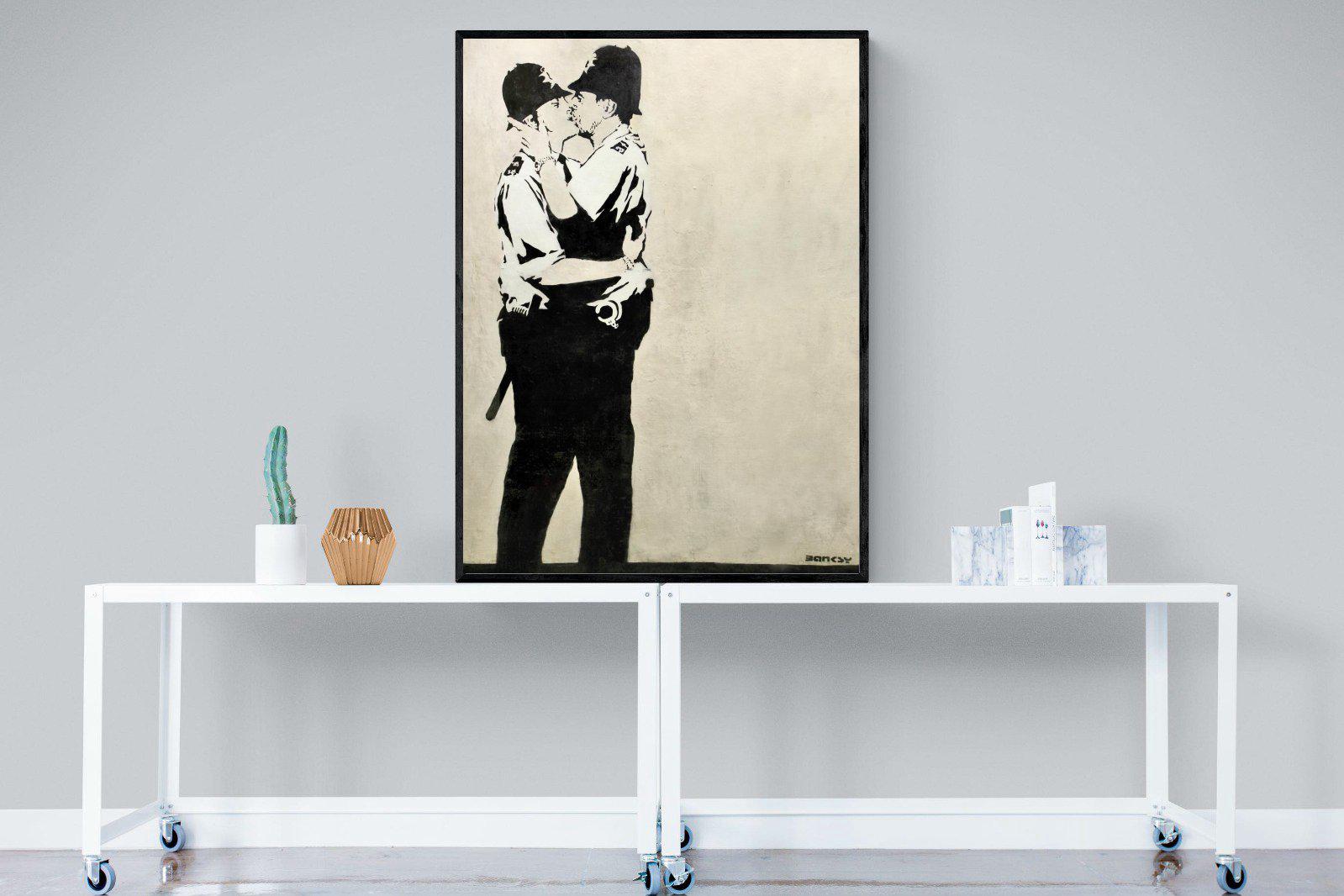Kissing Coppers-Wall_Art-90 x 120cm-Mounted Canvas-Black-Pixalot