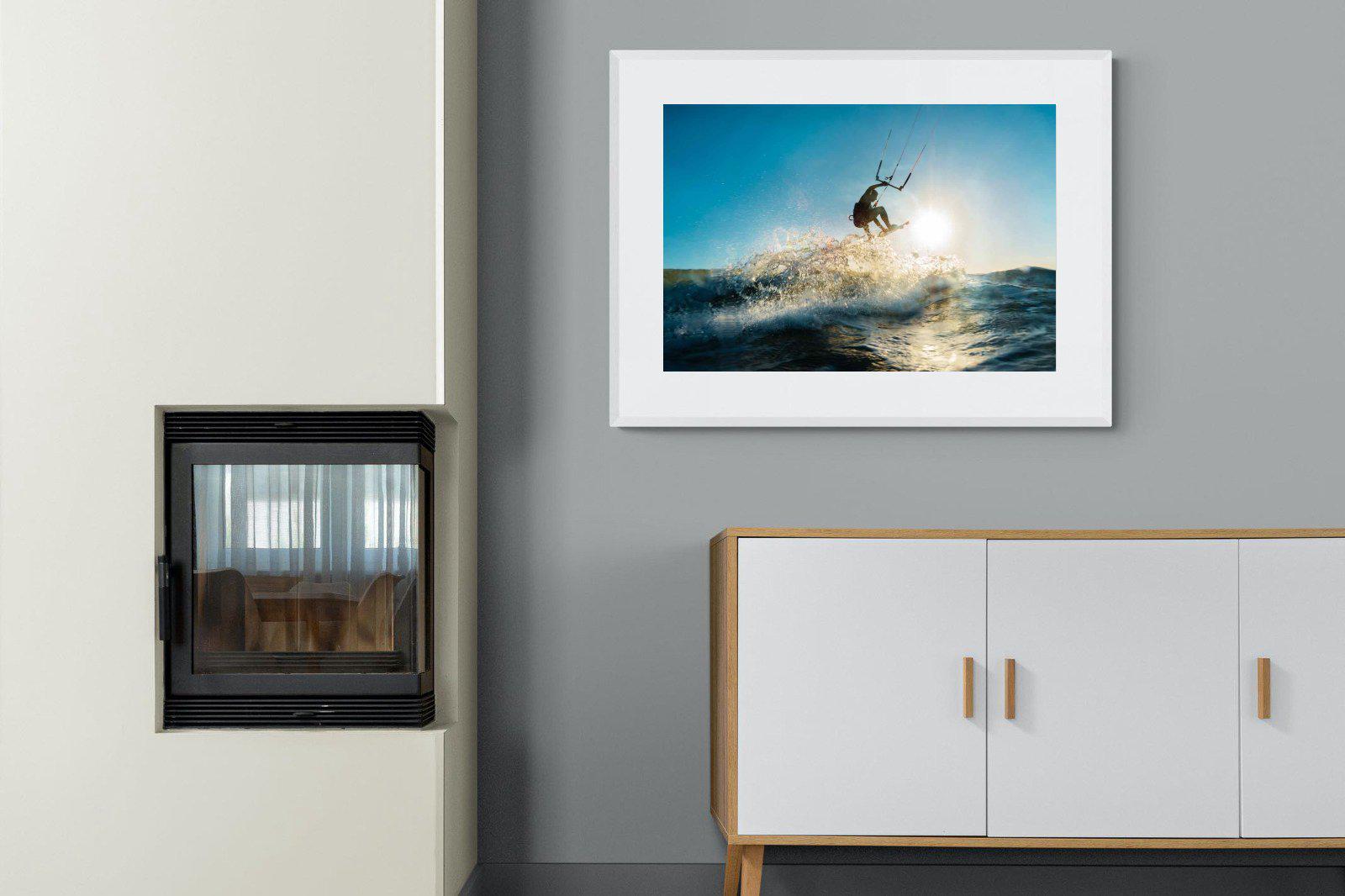 Kitesurfing-Wall_Art-100 x 75cm-Framed Print-White-Pixalot