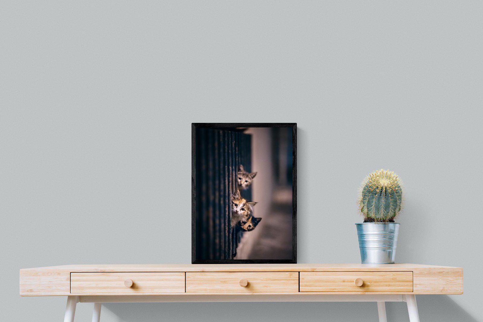 Kitten Call-Wall_Art-45 x 60cm-Mounted Canvas-Black-Pixalot