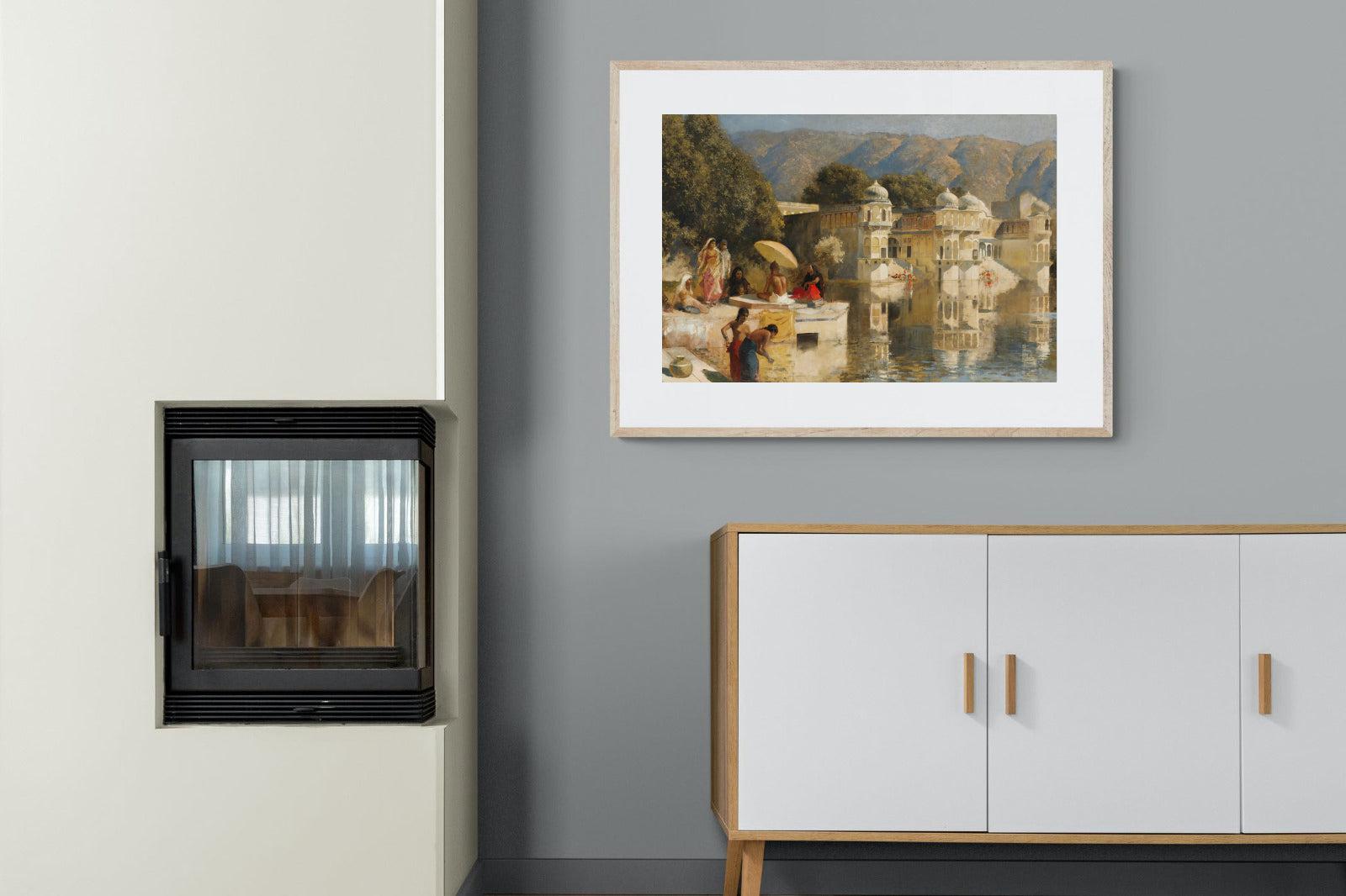 Lake at Oodeypore, India-Wall_Art-100 x 75cm-Framed Print-Wood-Pixalot