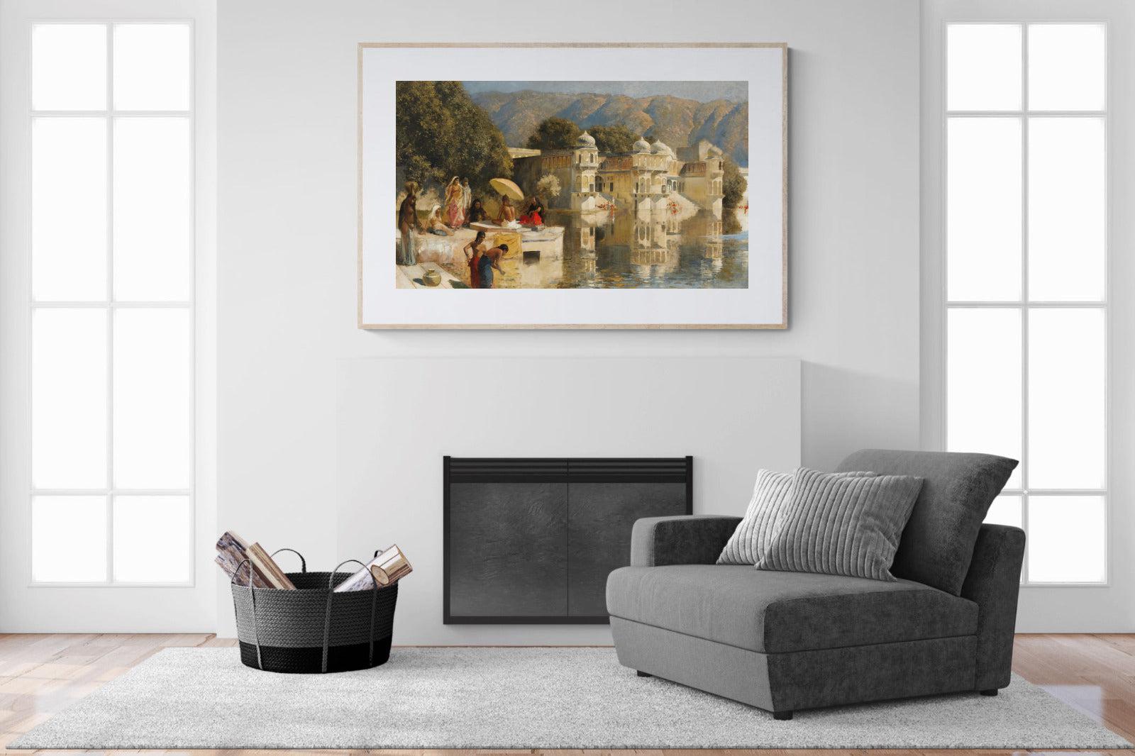 Lake at Oodeypore, India-Wall_Art-150 x 100cm-Framed Print-Wood-Pixalot
