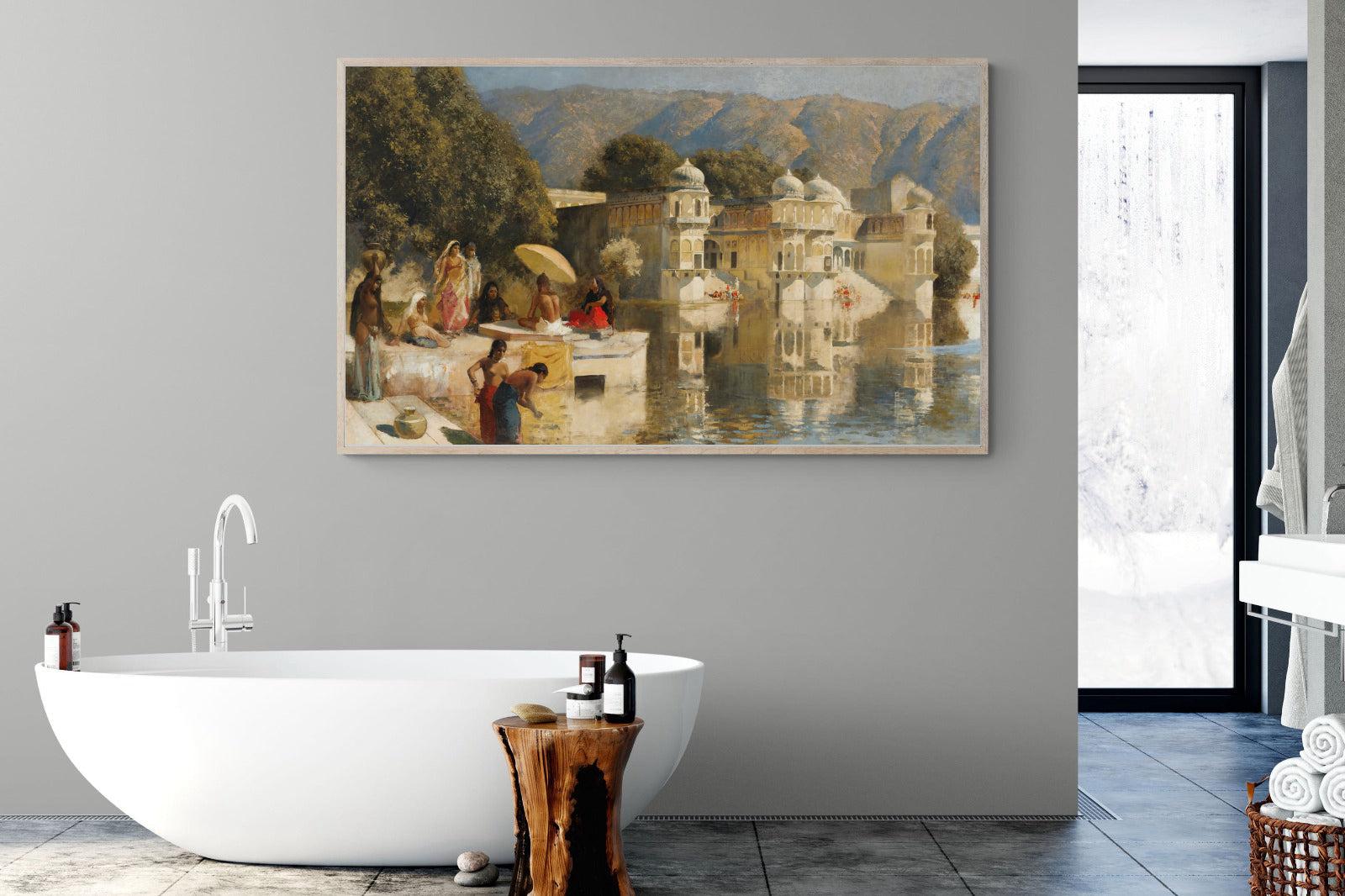 Lake at Oodeypore, India-Wall_Art-180 x 110cm-Mounted Canvas-Wood-Pixalot