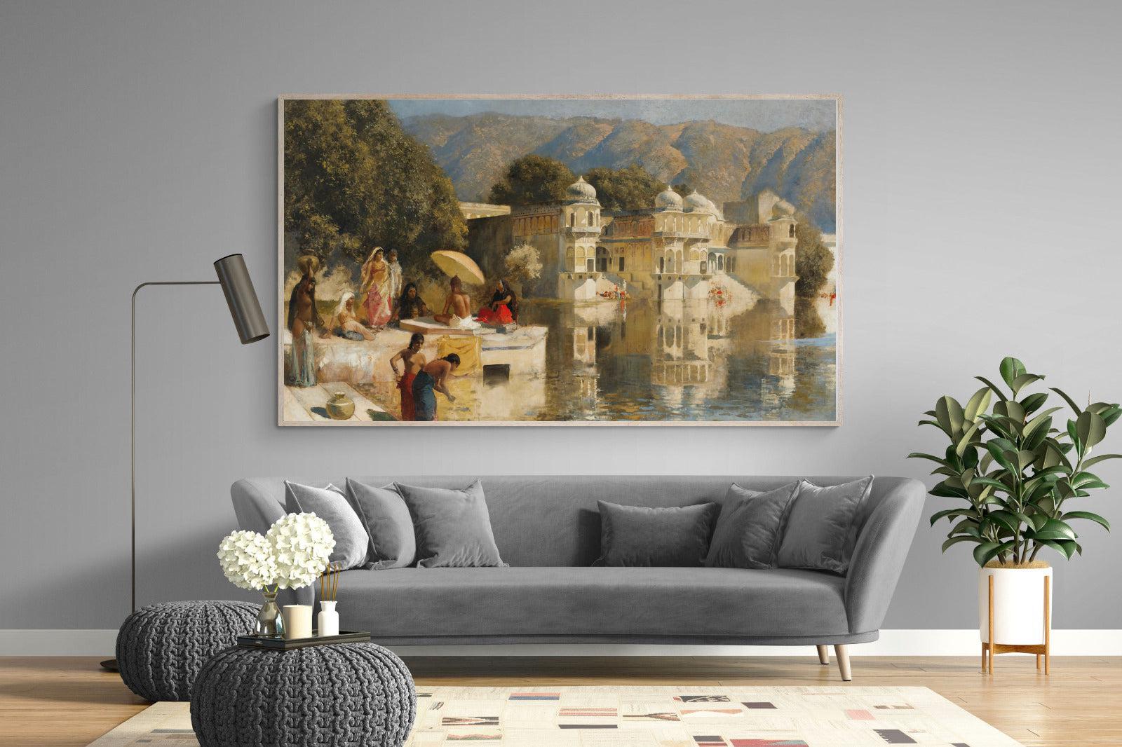 Lake at Oodeypore, India-Wall_Art-220 x 130cm-Mounted Canvas-Wood-Pixalot