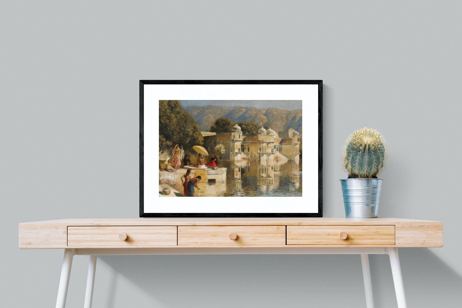 Lake at Oodeypore, India-Wall_Art-80 x 60cm-Framed Print-Black-Pixalot