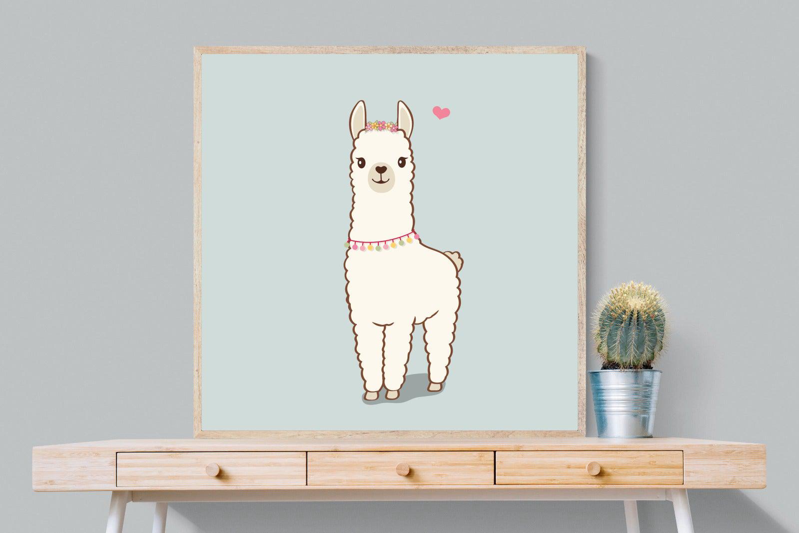 Lama-Wall_Art-100 x 100cm-Mounted Canvas-Wood-Pixalot