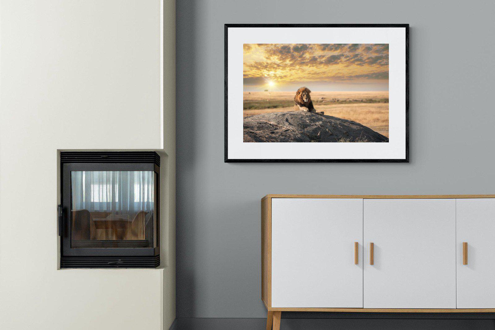 Lion Rock-Wall_Art-100 x 75cm-Framed Print-Black-Pixalot