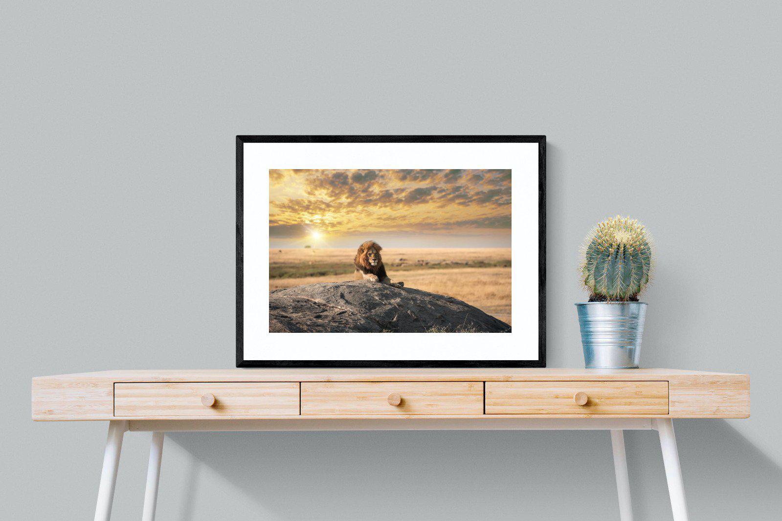 Lion Rock-Wall_Art-80 x 60cm-Framed Print-Black-Pixalot