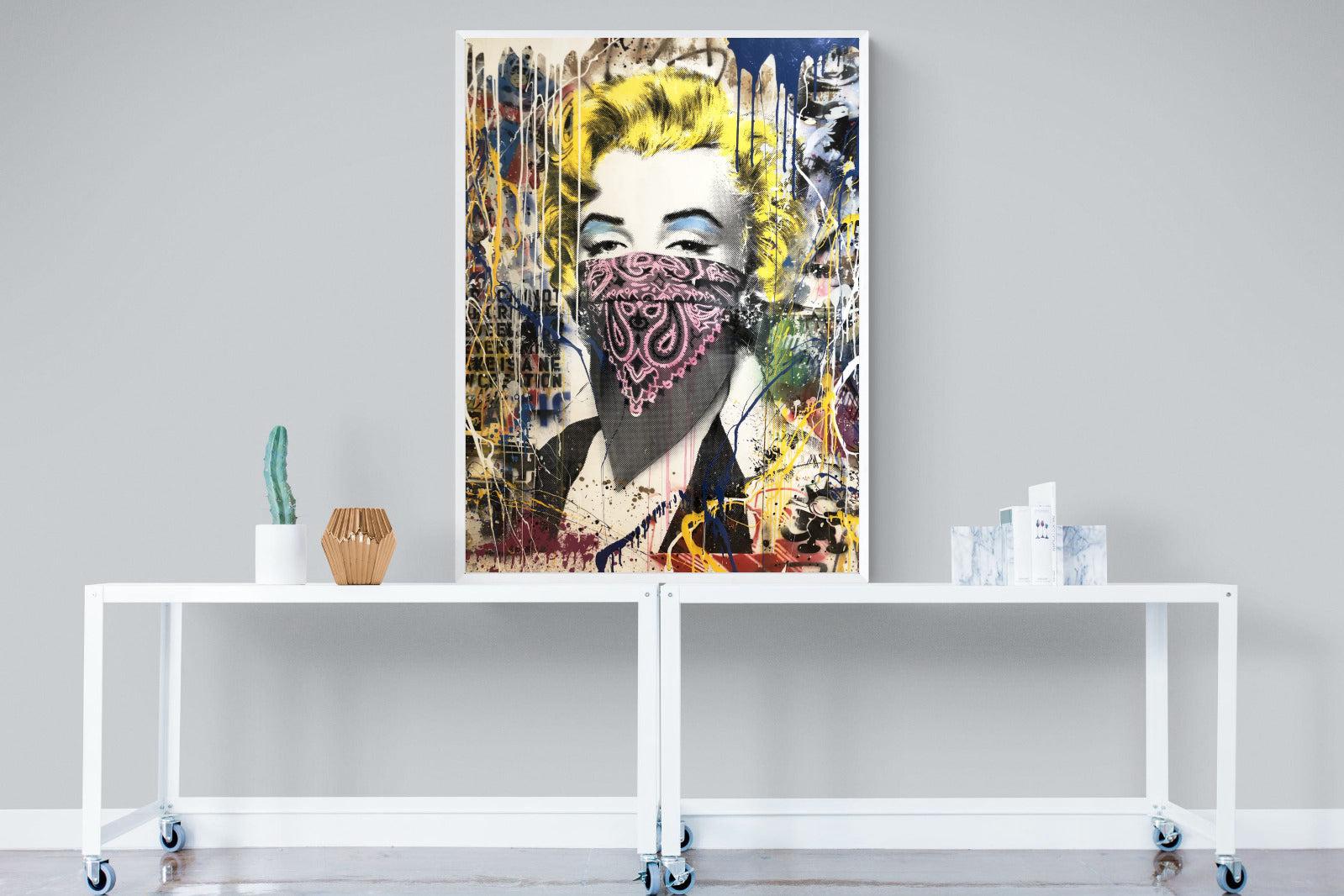 Marilyn Monroe Street Art-Wall_Art-90 x 120cm-Mounted Canvas-White-Pixalot