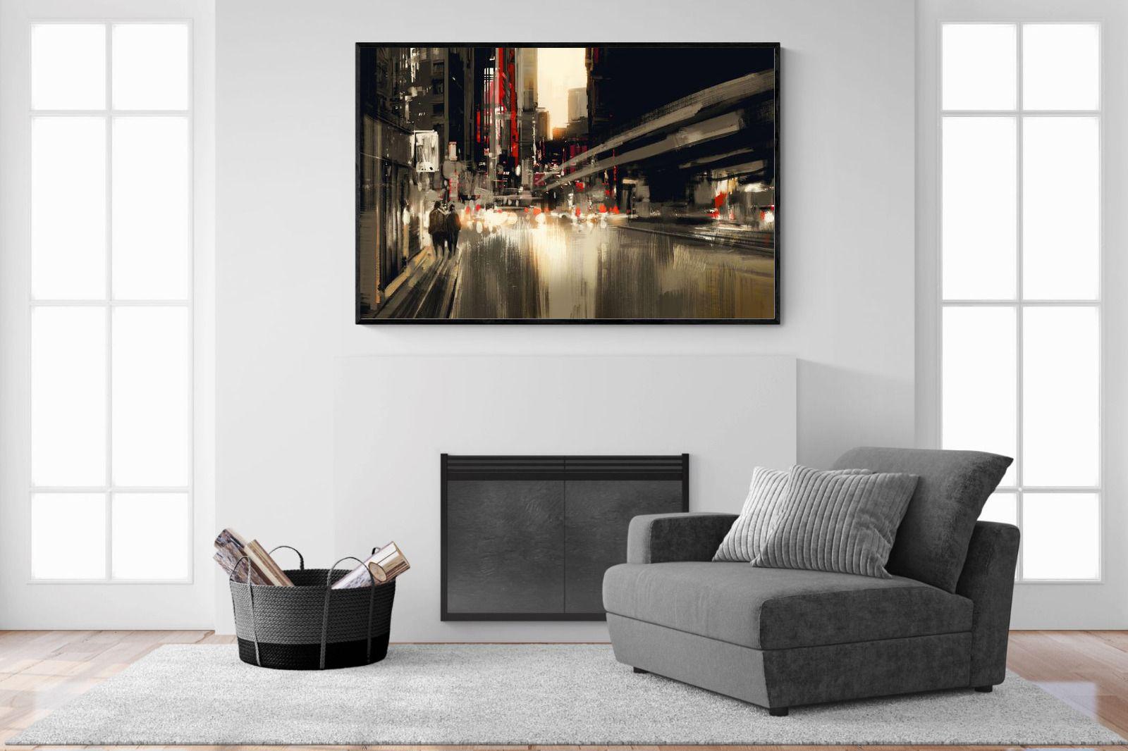Metro-Wall_Art-150 x 100cm-Mounted Canvas-Black-Pixalot
