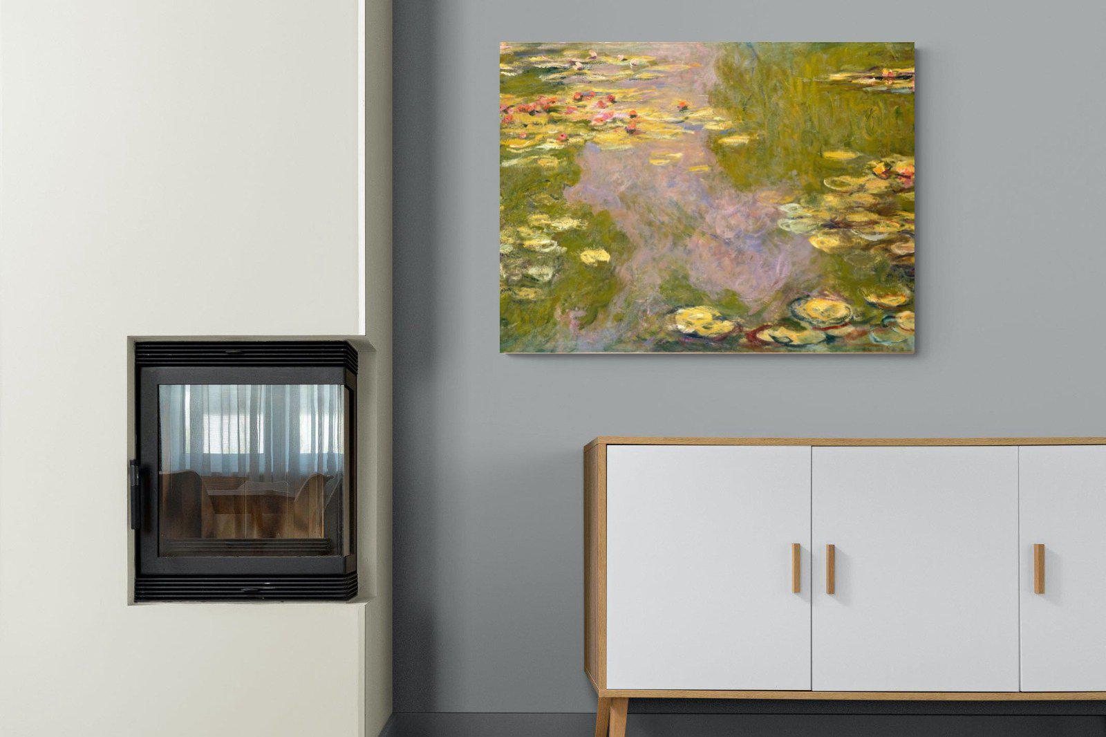 Monet Water Lilies-Wall_Art-100 x 75cm-Mounted Canvas-No Frame-Pixalot