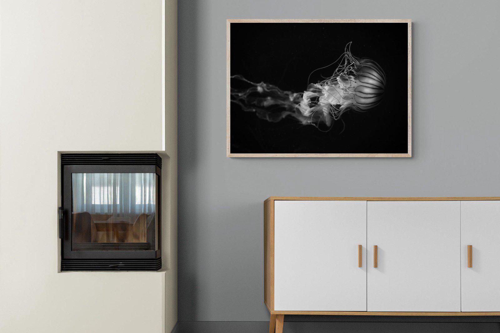 Monochromatic Jellyfish-Wall_Art-100 x 75cm-Mounted Canvas-Wood-Pixalot