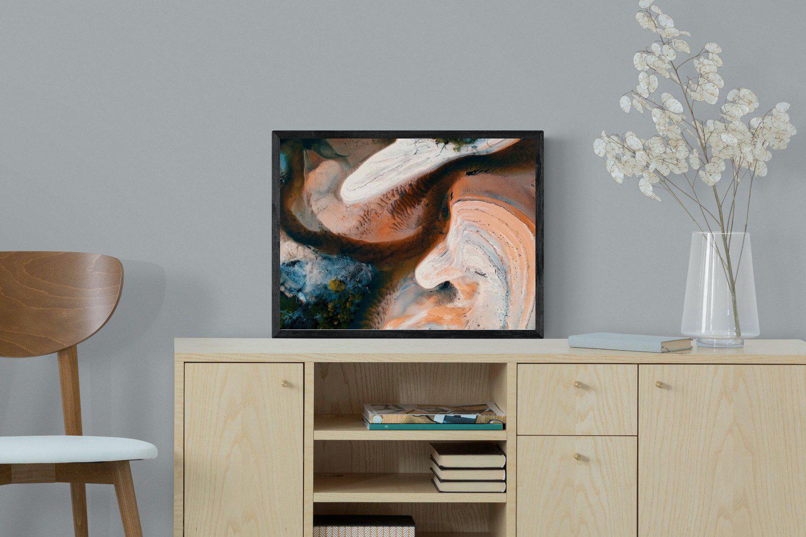 Nature's Swirl-Wall_Art-60 x 45cm-Mounted Canvas-Black-Pixalot