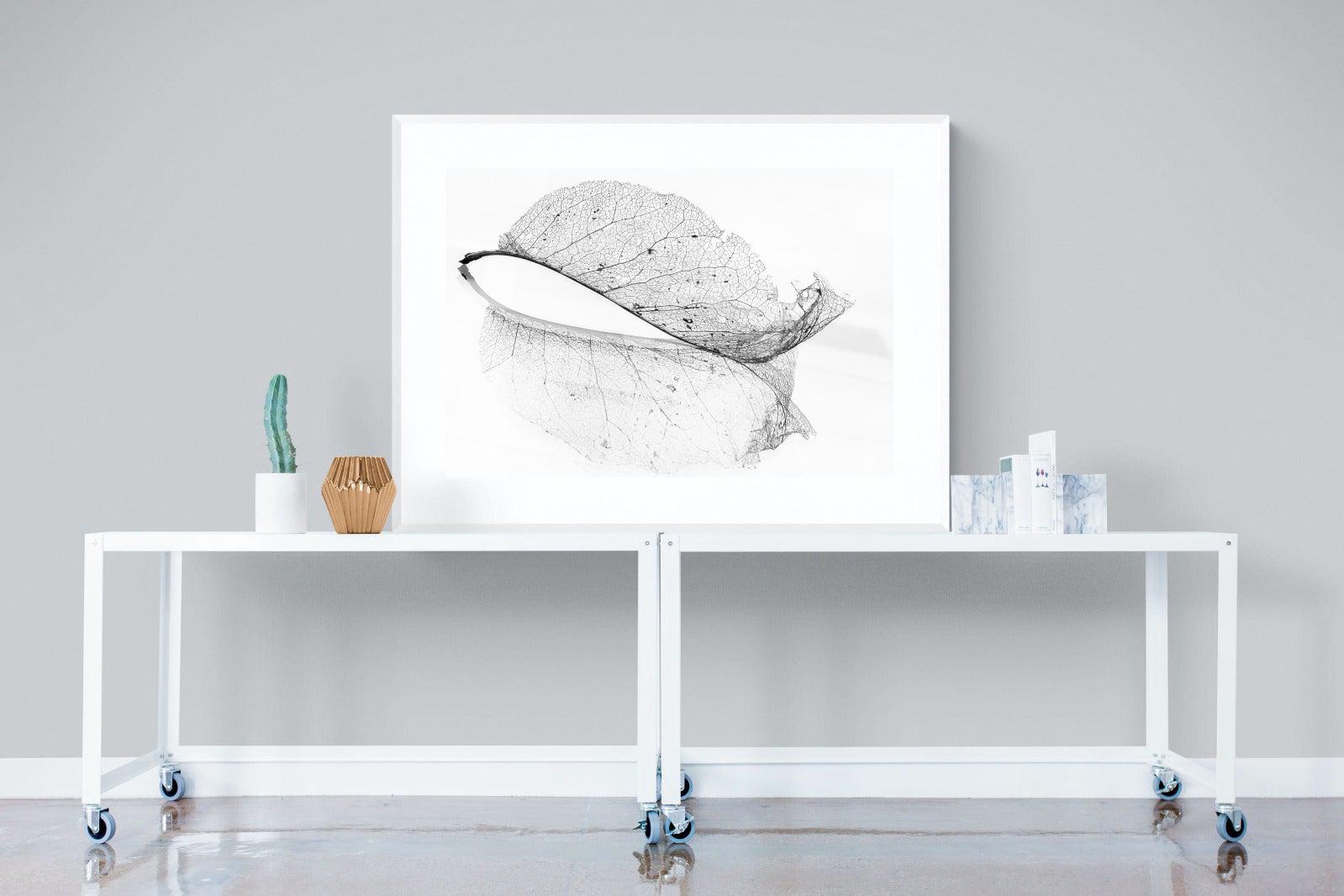 Old Leaf-Wall_Art-120 x 90cm-Framed Print-White-Pixalot