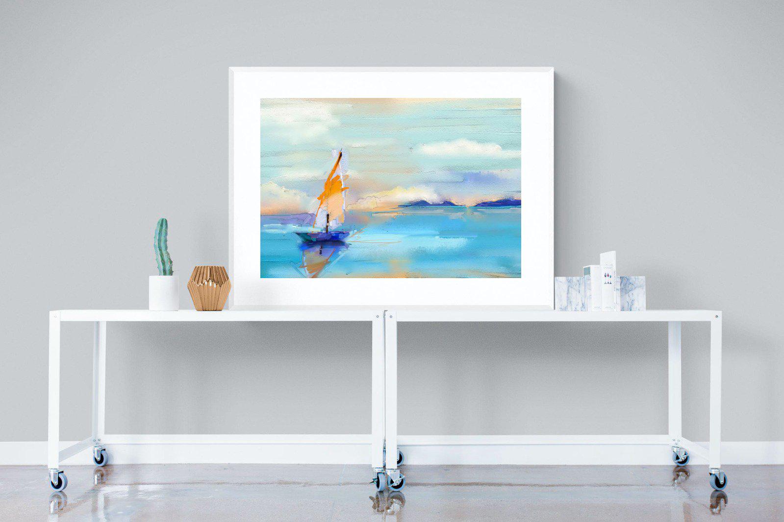 One Sail-Wall_Art-120 x 90cm-Framed Print-White-Pixalot