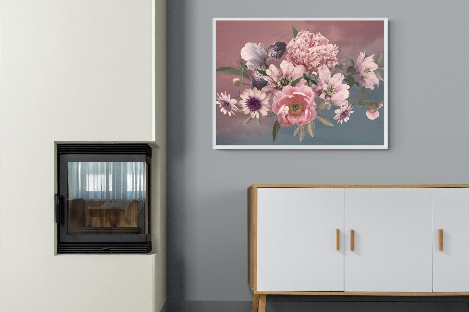 Peonies & Iris-Wall_Art-100 x 75cm-Mounted Canvas-White-Pixalot