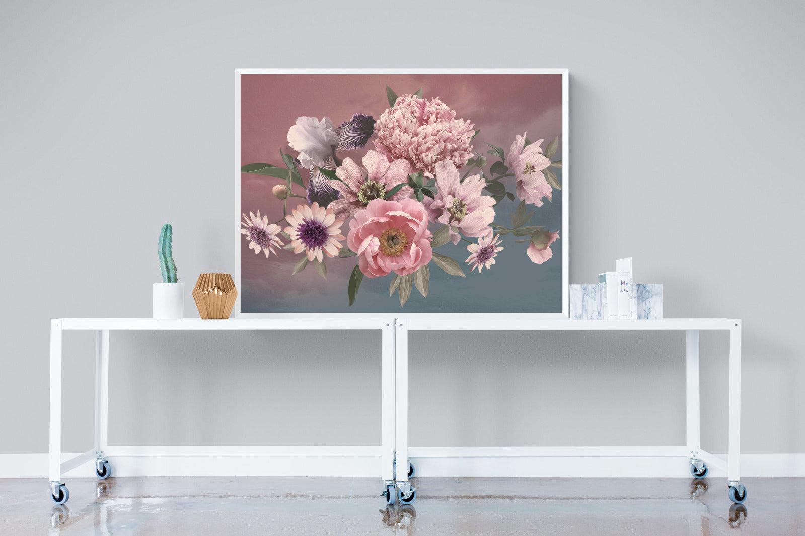 Peonies & Iris-Wall_Art-120 x 90cm-Mounted Canvas-White-Pixalot