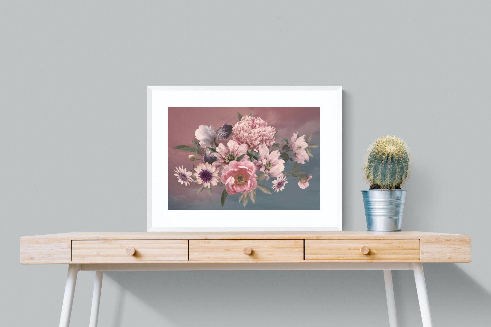 Peonies & Iris-Wall_Art-80 x 60cm-Framed Print-White-Pixalot