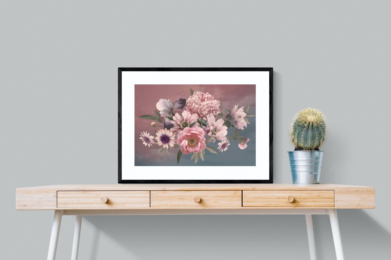 Peonies & Iris-Wall_Art-80 x 60cm-Framed Print-Black-Pixalot