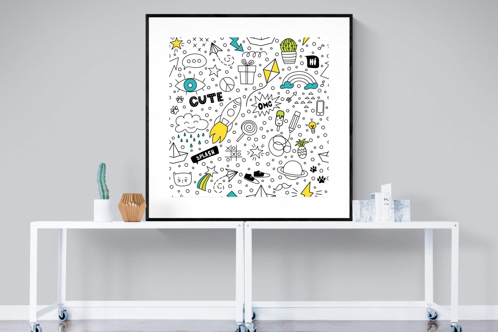 Play Time-Wall_Art-120 x 120cm-Framed Print-Black-Pixalot