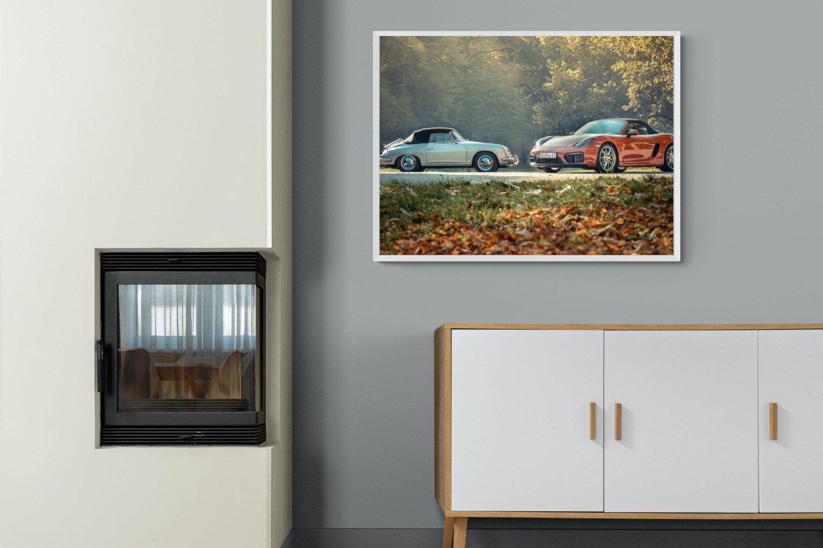 Porsche History-Wall_Art-100 x 75cm-Mounted Canvas-White-Pixalot