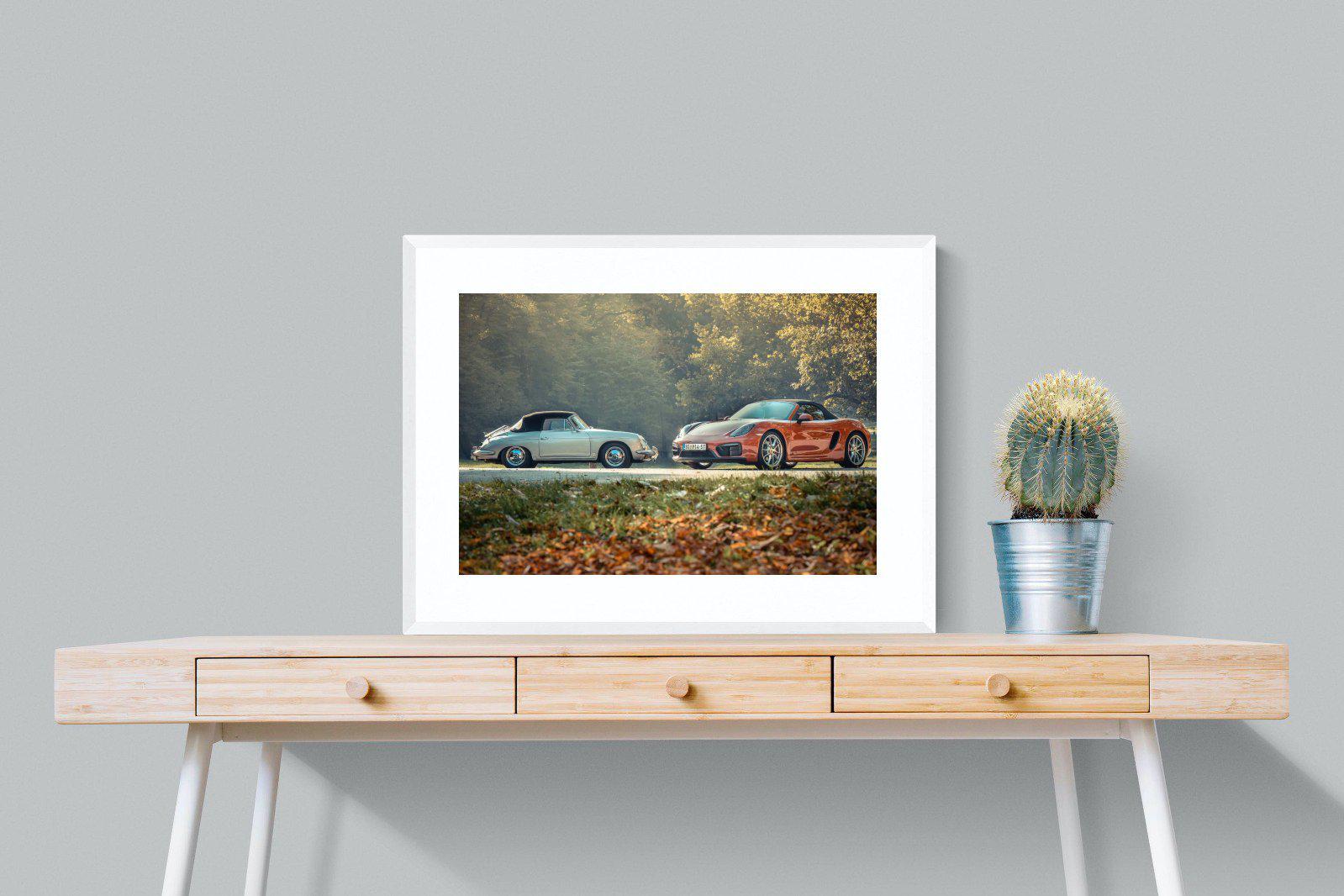 Porsche History-Wall_Art-80 x 60cm-Framed Print-White-Pixalot