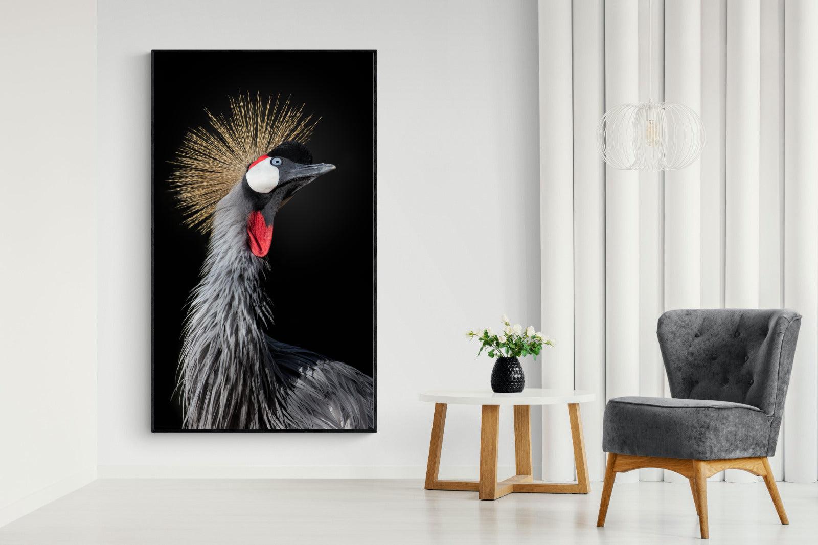 Queen Crane-Wall_Art-130 x 220cm-Mounted Canvas-Black-Pixalot