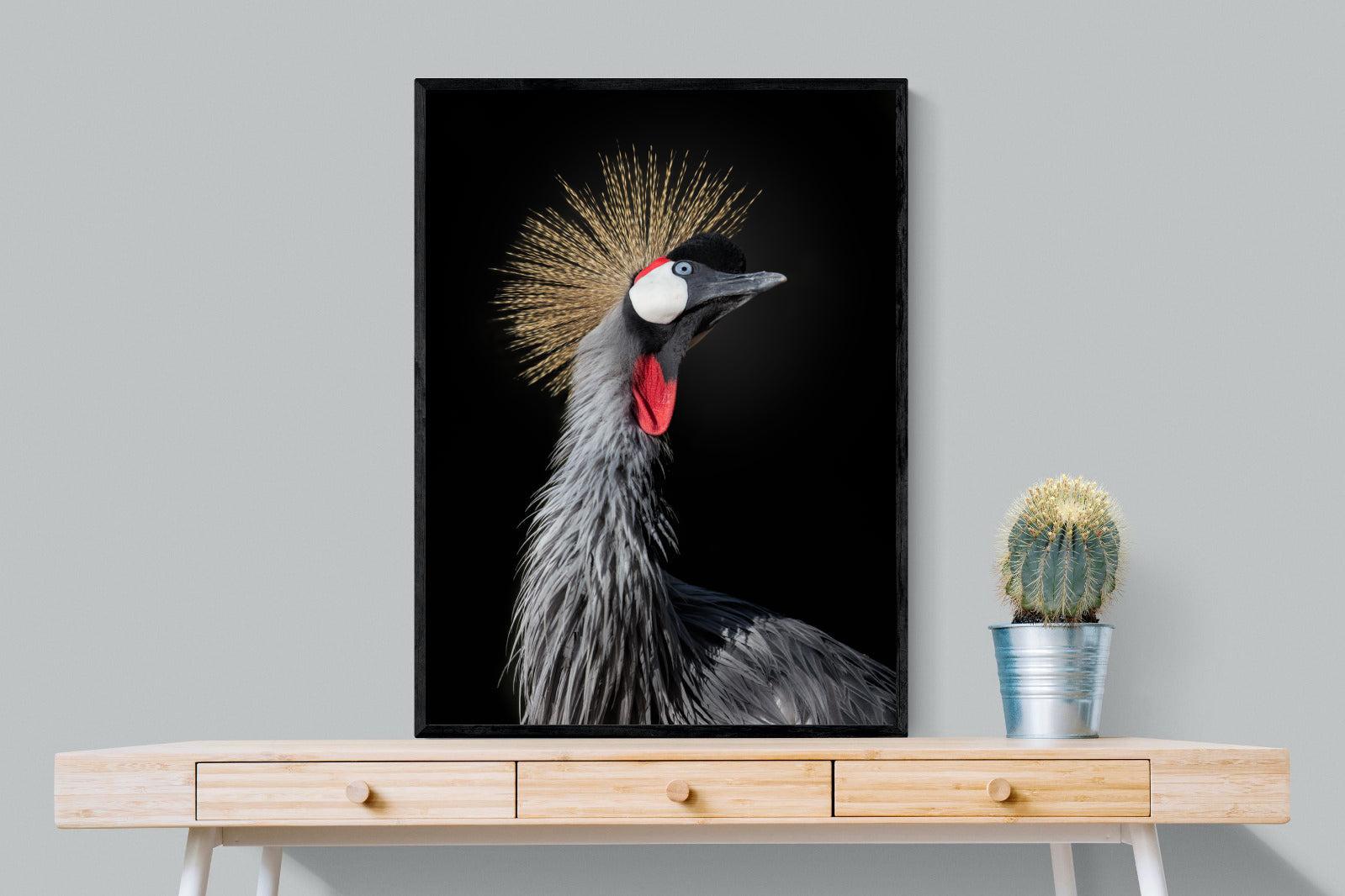 Queen Crane-Wall_Art-75 x 100cm-Mounted Canvas-Black-Pixalot