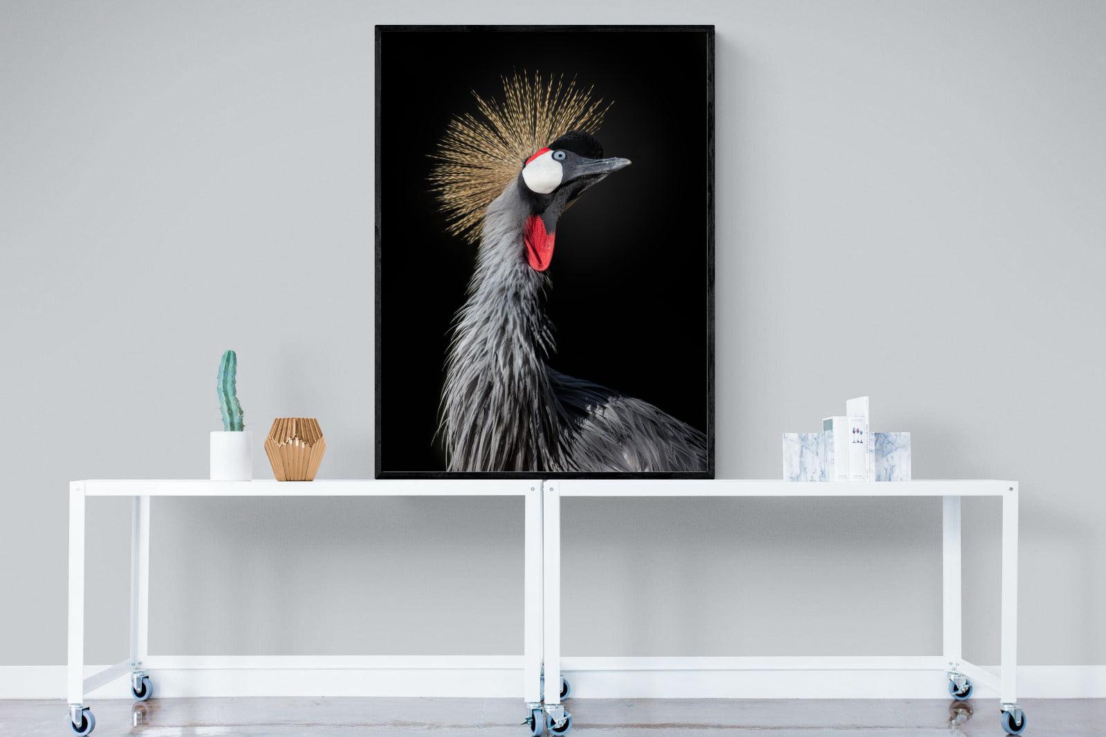 Queen Crane-Wall_Art-90 x 120cm-Mounted Canvas-Black-Pixalot