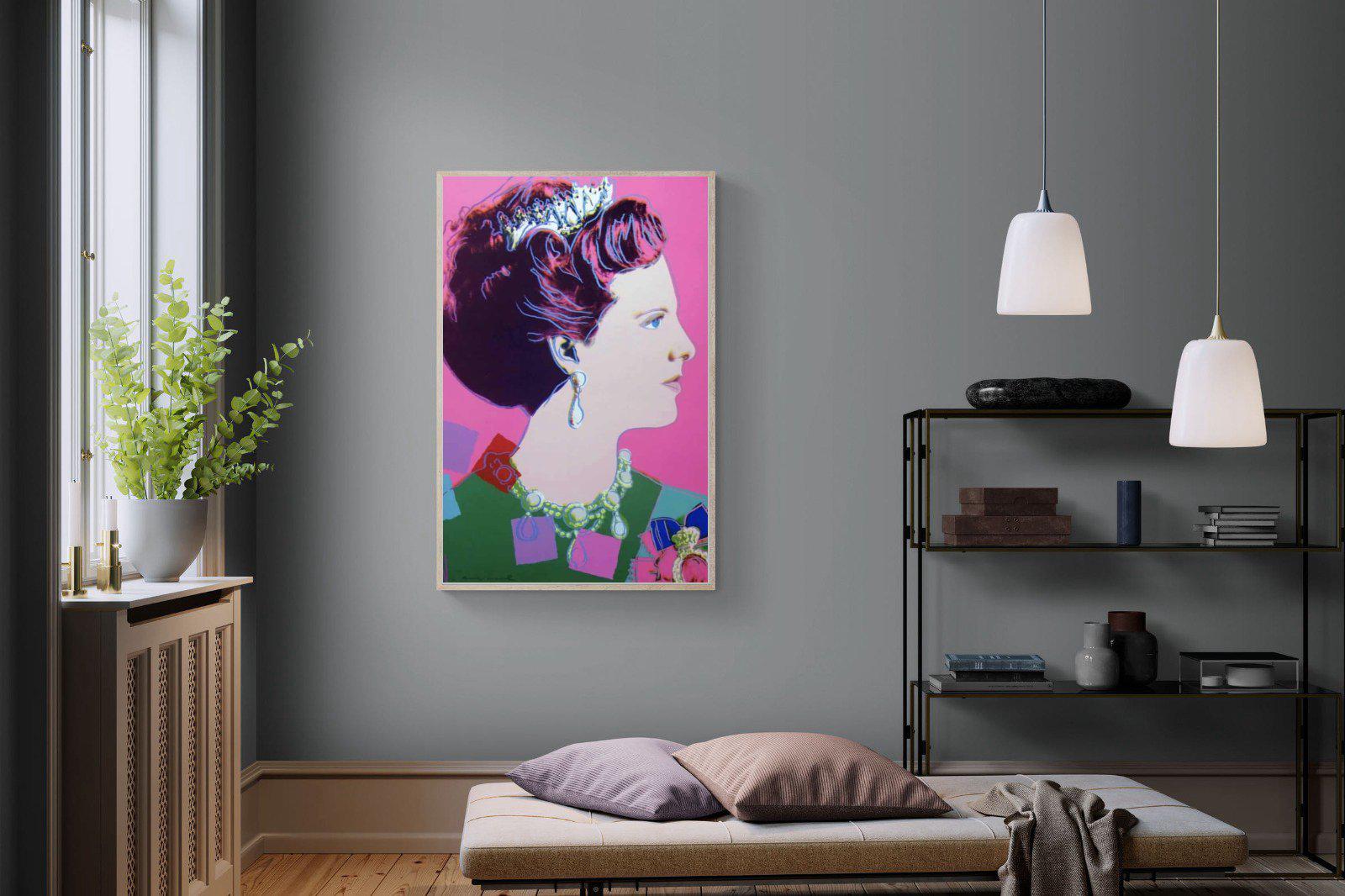 Queen Margrethe II-Wall_Art-100 x 150cm-Mounted Canvas-Wood-Pixalot