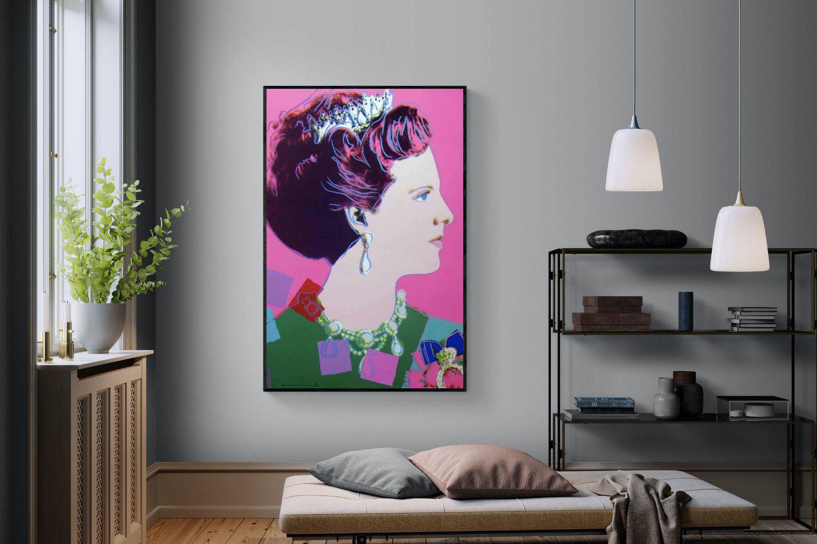 Queen Margrethe II-Wall_Art-120 x 180cm-Mounted Canvas-Black-Pixalot