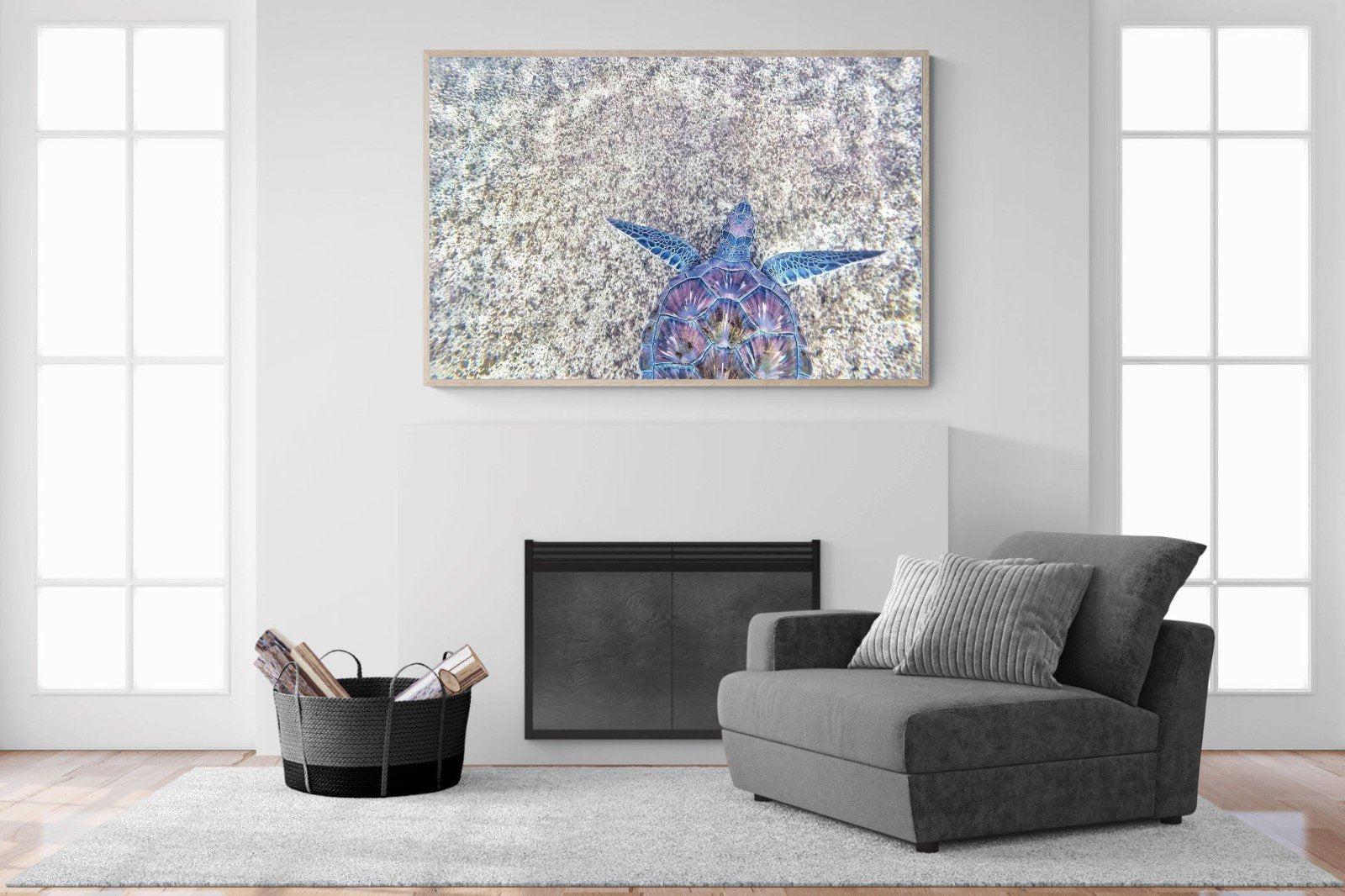 Sapphire Sea Turtle-Wall_Art-150 x 100cm-Mounted Canvas-Wood-Pixalot