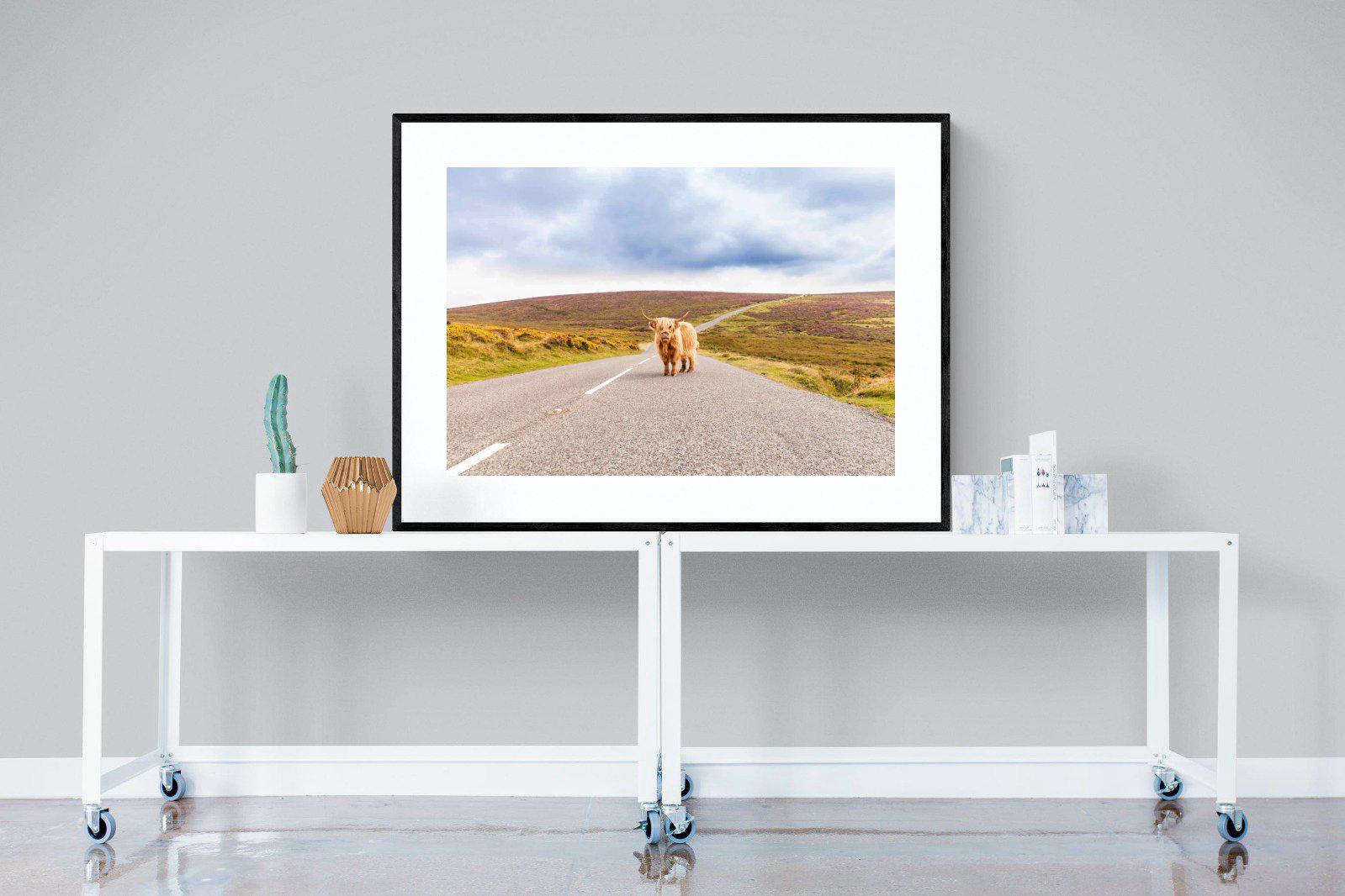 Scottish Highland Cow-Wall_Art-120 x 90cm-Framed Print-Black-Pixalot