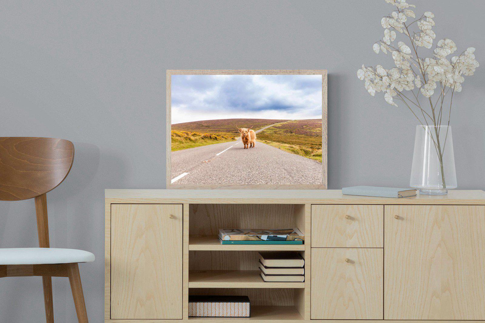 Scottish Highland Cow-Wall_Art-60 x 45cm-Mounted Canvas-Wood-Pixalot