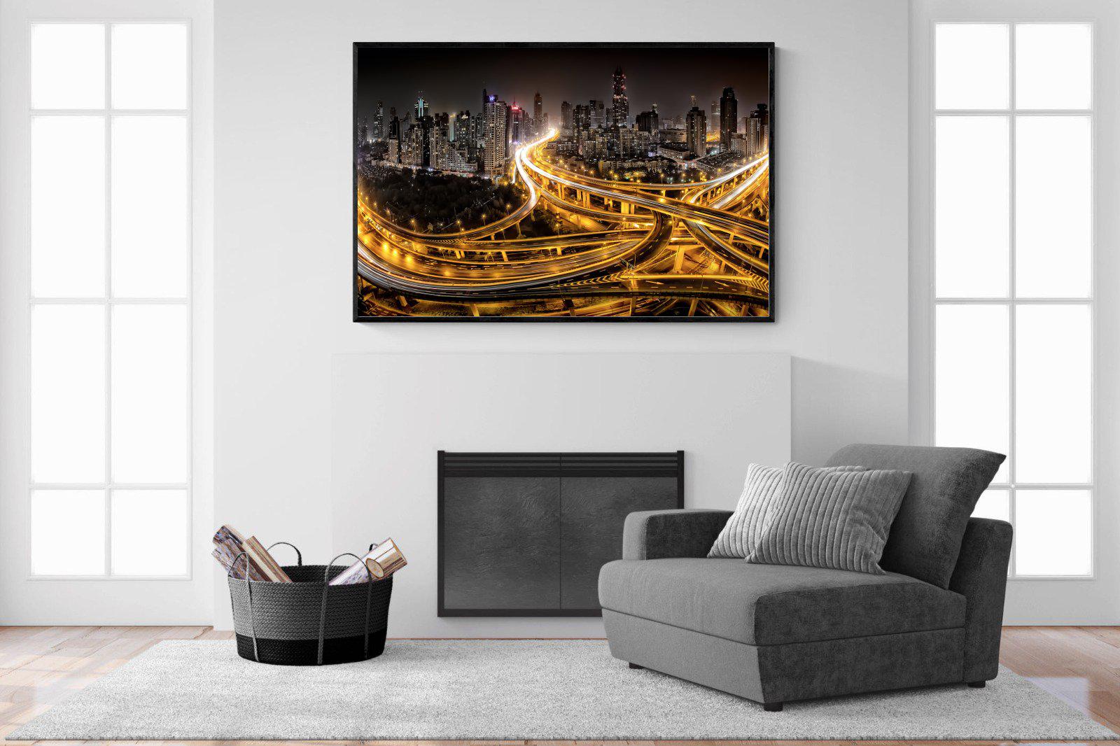 Shanghai-Wall_Art-150 x 100cm-Mounted Canvas-Black-Pixalot