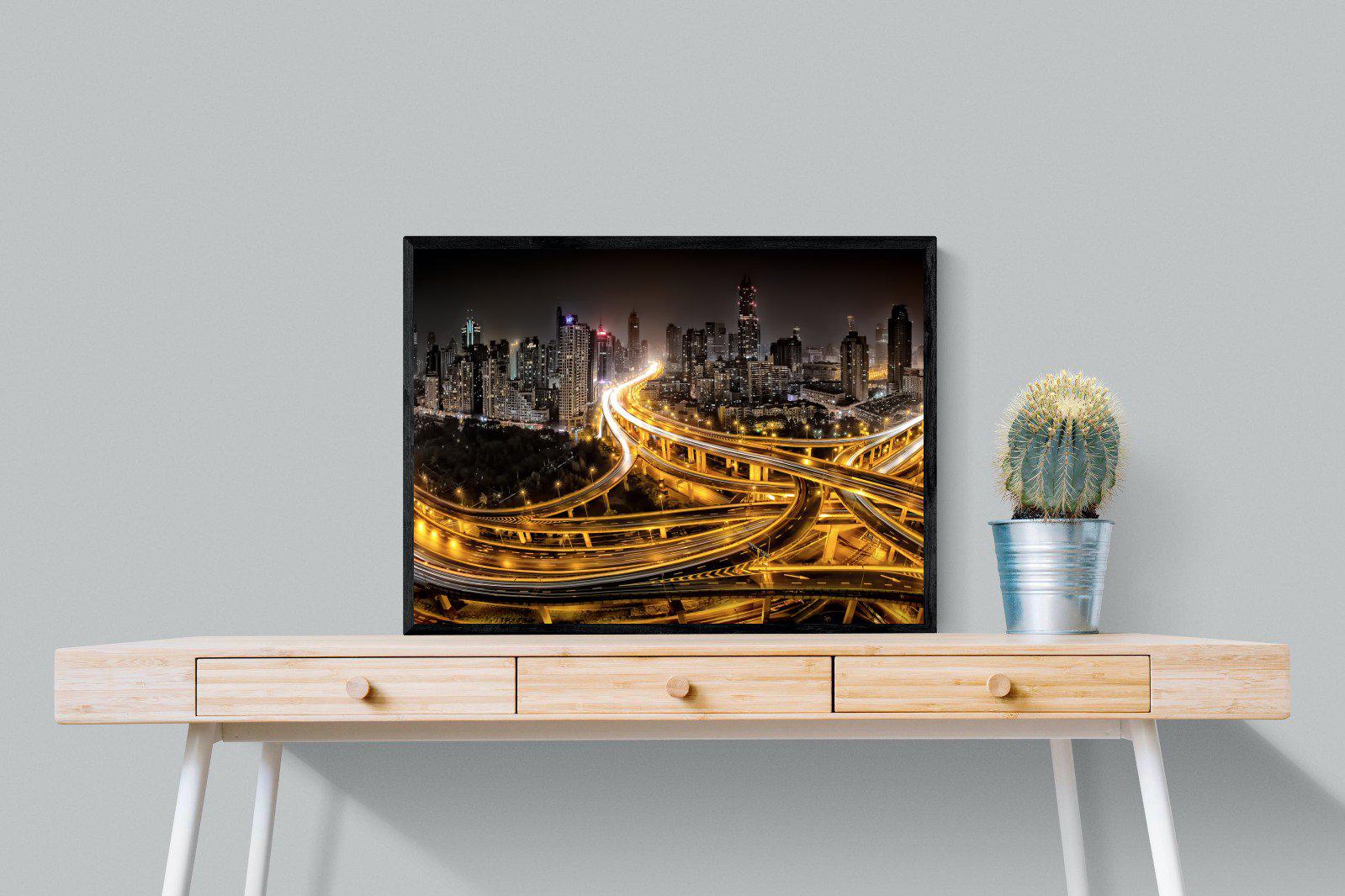Shanghai-Wall_Art-80 x 60cm-Mounted Canvas-Black-Pixalot