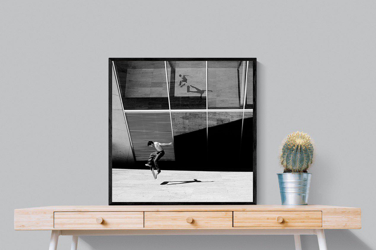 Skater-Wall_Art-80 x 80cm-Mounted Canvas-Black-Pixalot