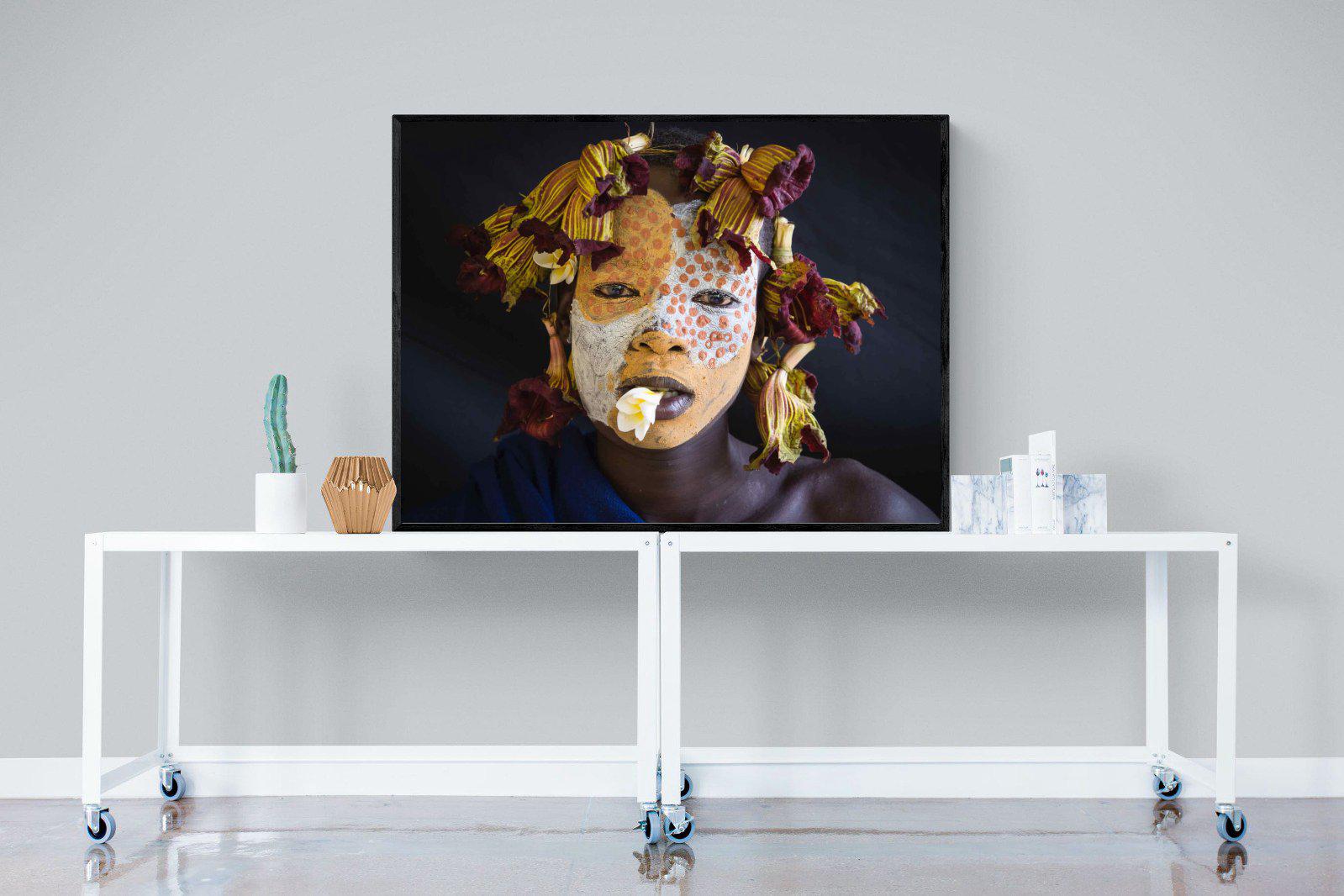 Suri Yellow-Wall_Art-120 x 90cm-Mounted Canvas-Black-Pixalot