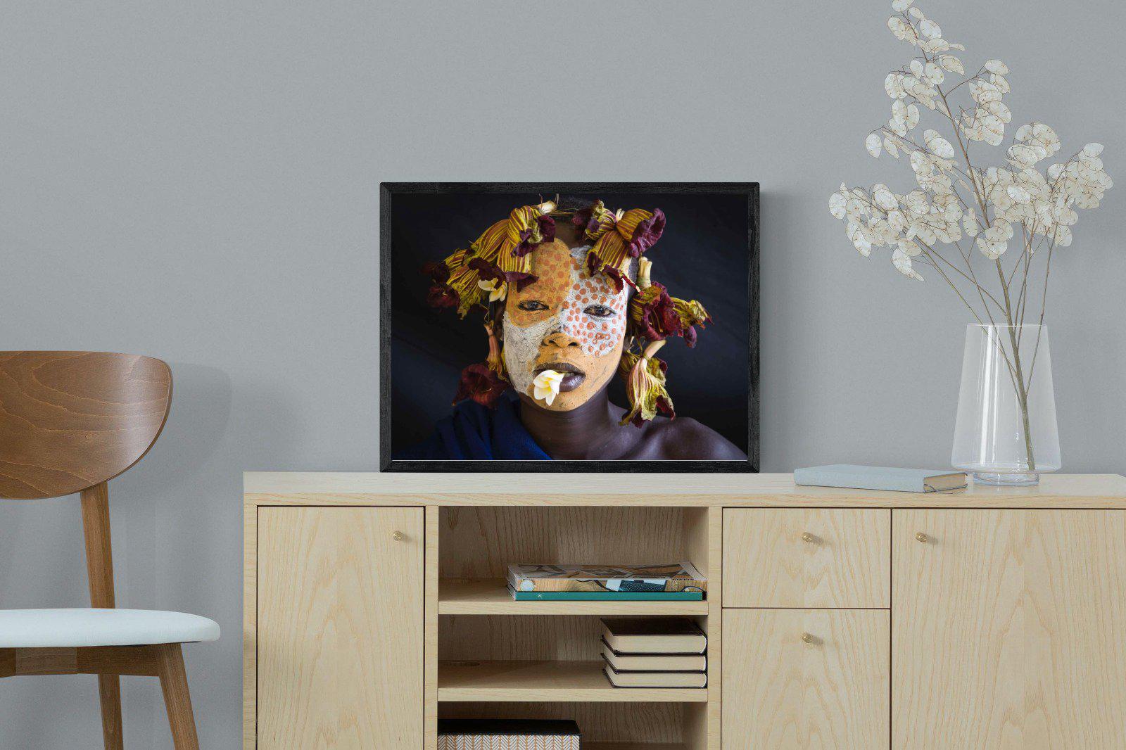 Suri Yellow-Wall_Art-60 x 45cm-Mounted Canvas-Black-Pixalot