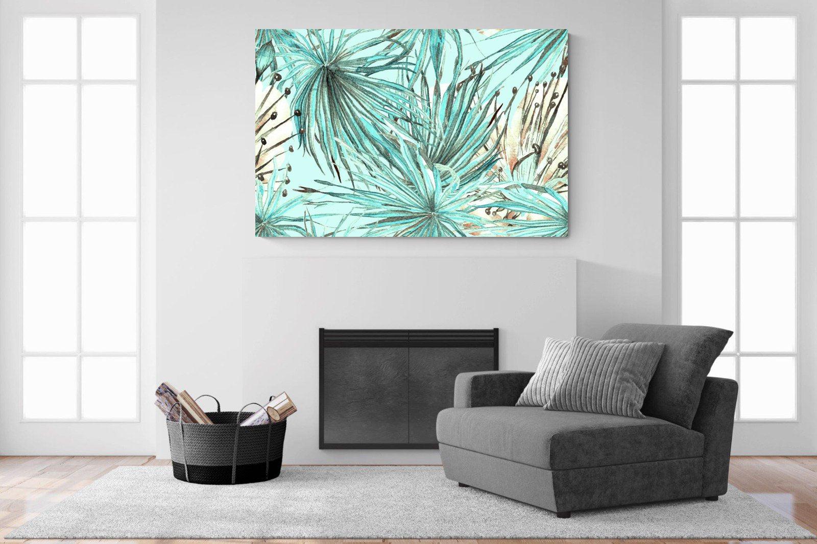 Turquoise Watercolour-Wall_Art-150 x 100cm-Mounted Canvas-No Frame-Pixalot