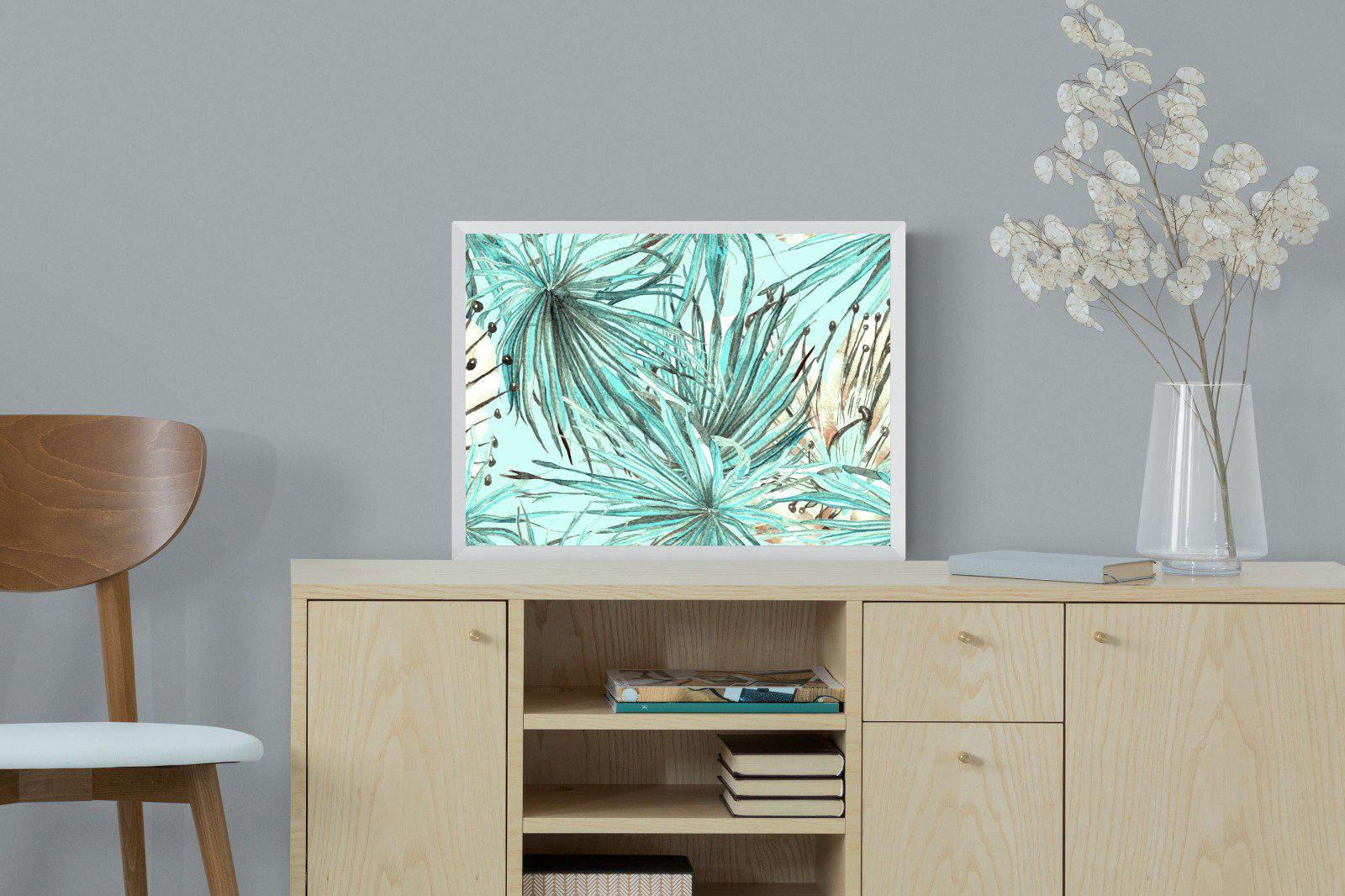 Turquoise Watercolour-Wall_Art-60 x 45cm-Mounted Canvas-White-Pixalot